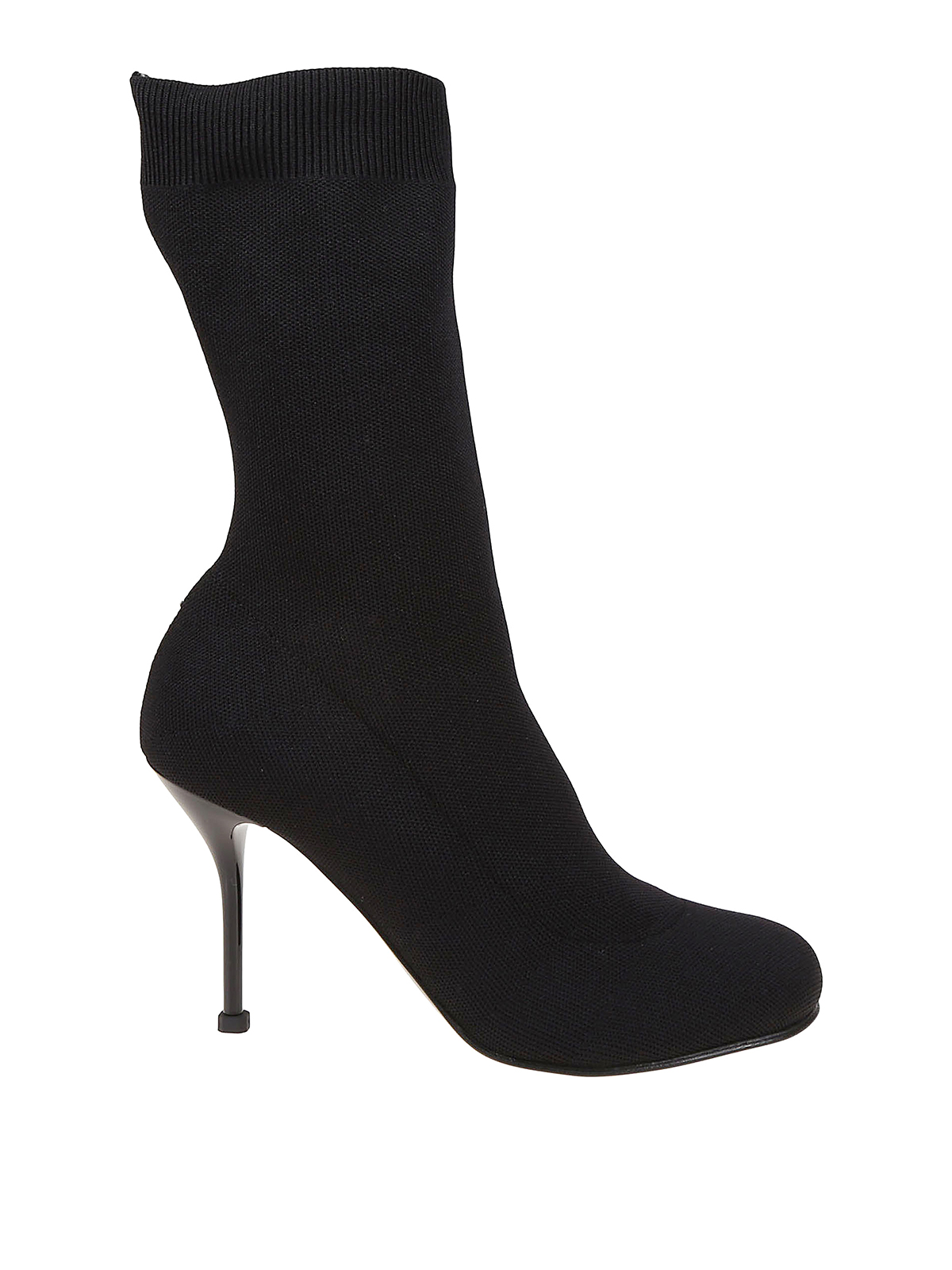 Alexander Mcqueen Knitted Ankle Boot In Black