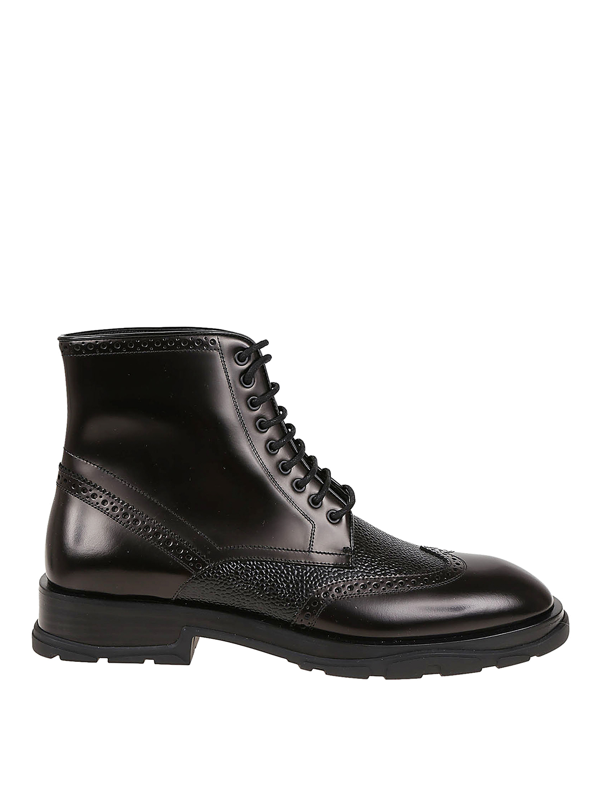 Alexander Mcqueen Leather Upper And Rubber Sole In Black