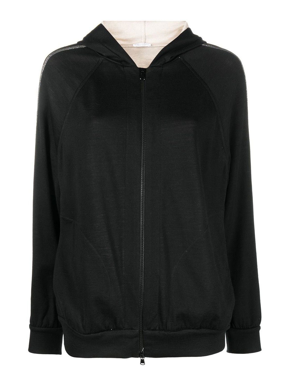 Brunello Cucinelli Cotton-silk Sweatshirt Topwear In Negro