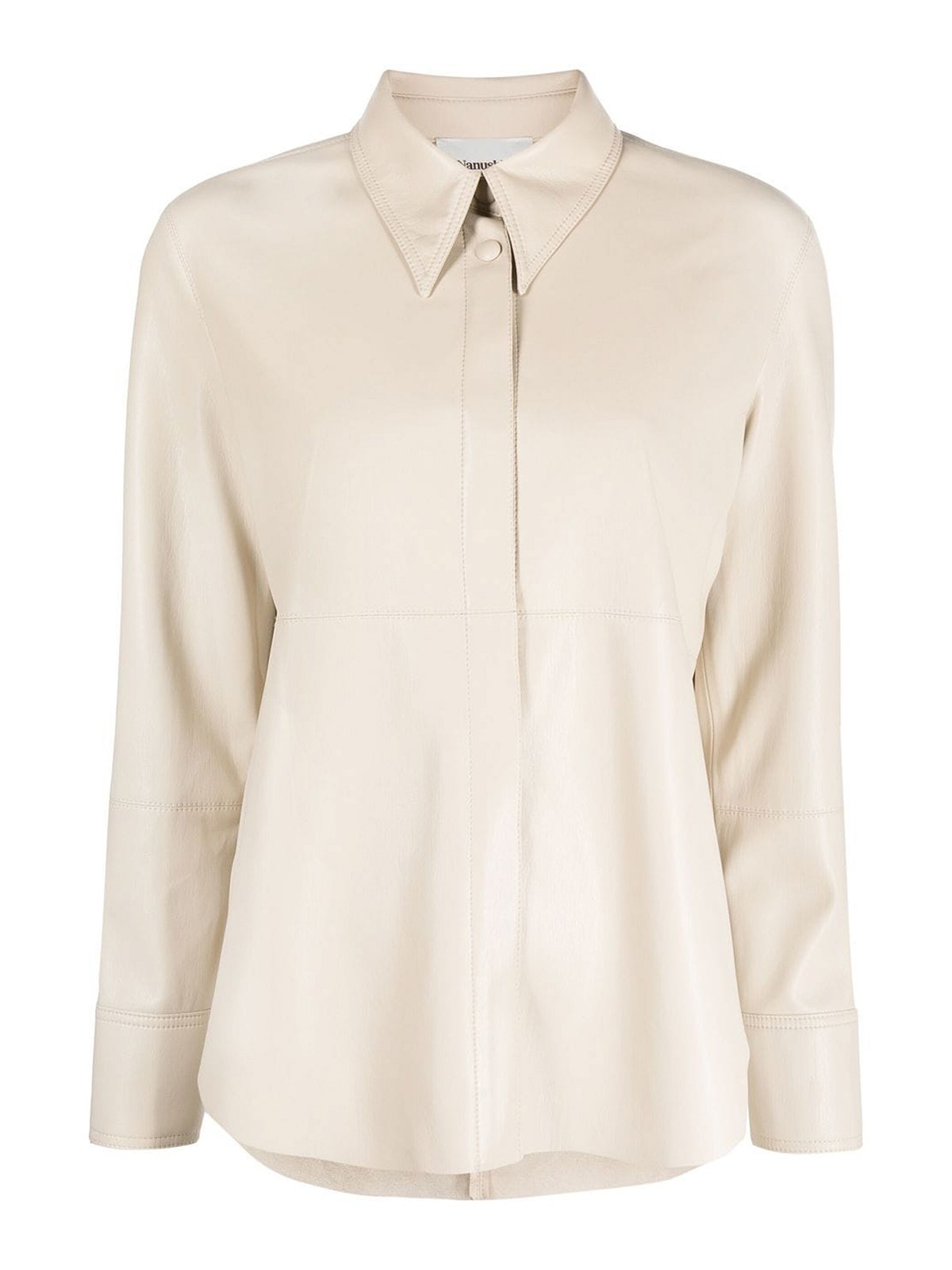 Nanushka Naum Vegan Leather Shirt In Crema