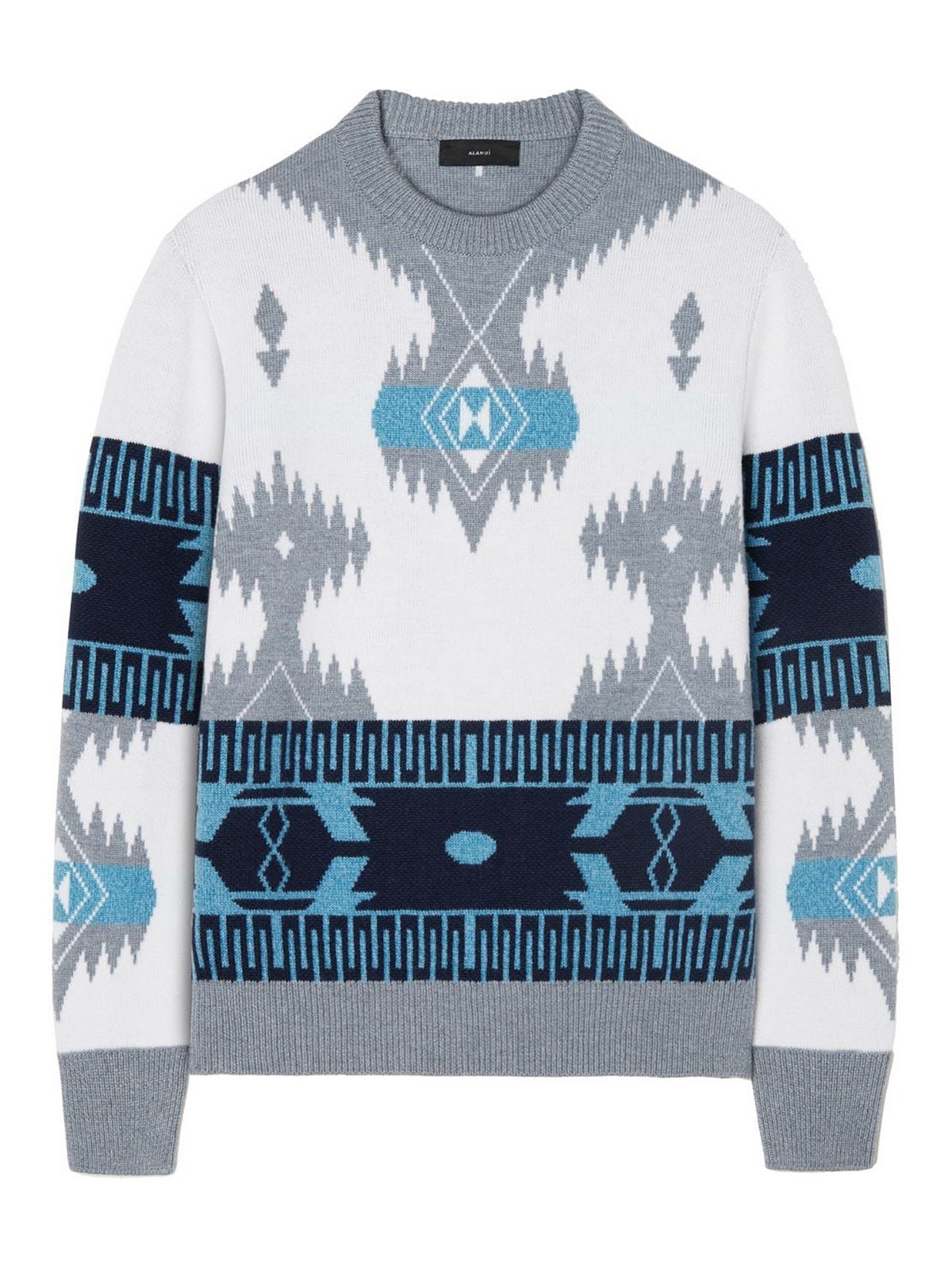 Shop Alanui `icon` Jacquard Crew-neck Sweater In Plata