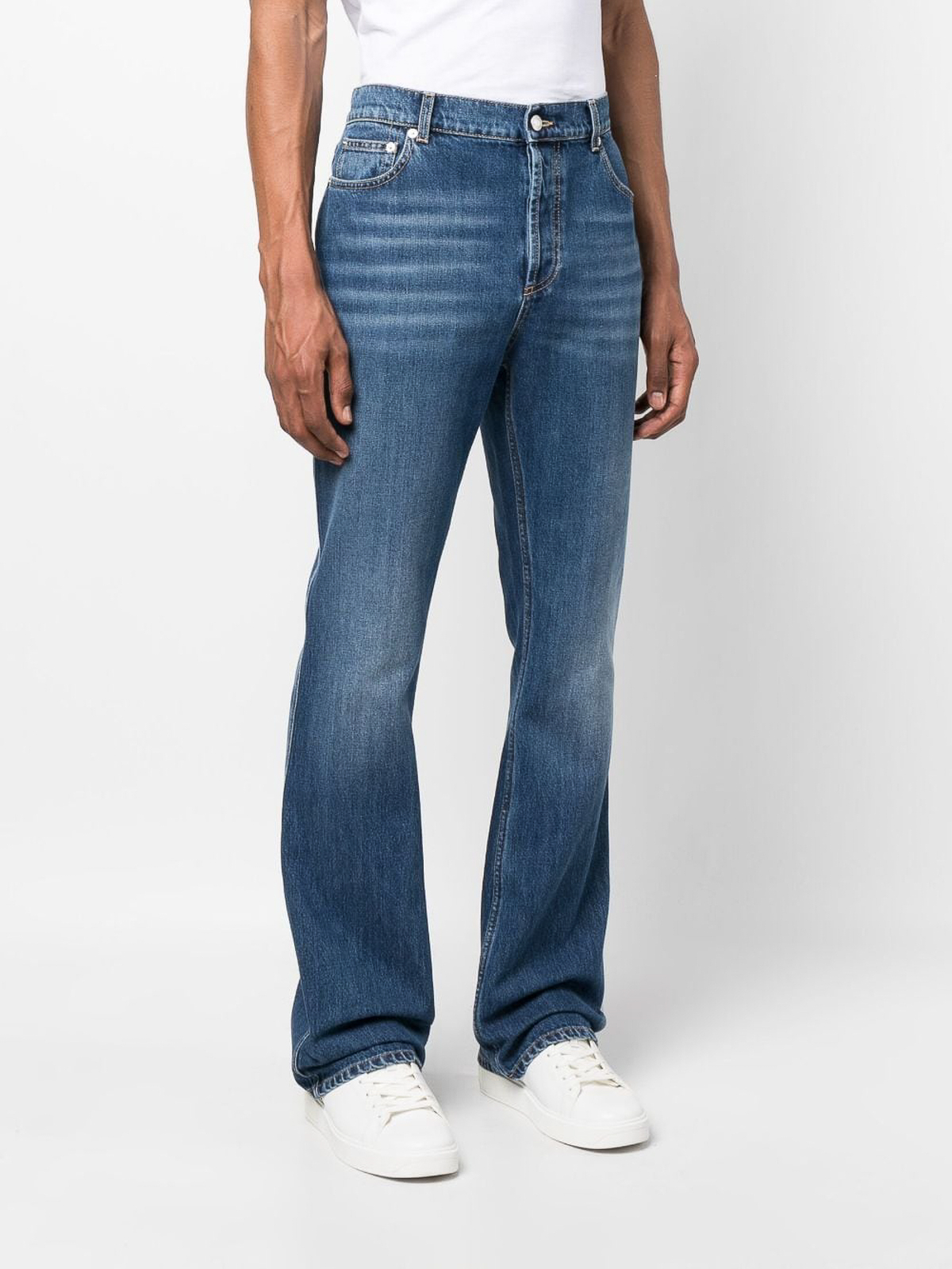 Shop Alexander Mcqueen Bootcut Jeans In Dark Wash