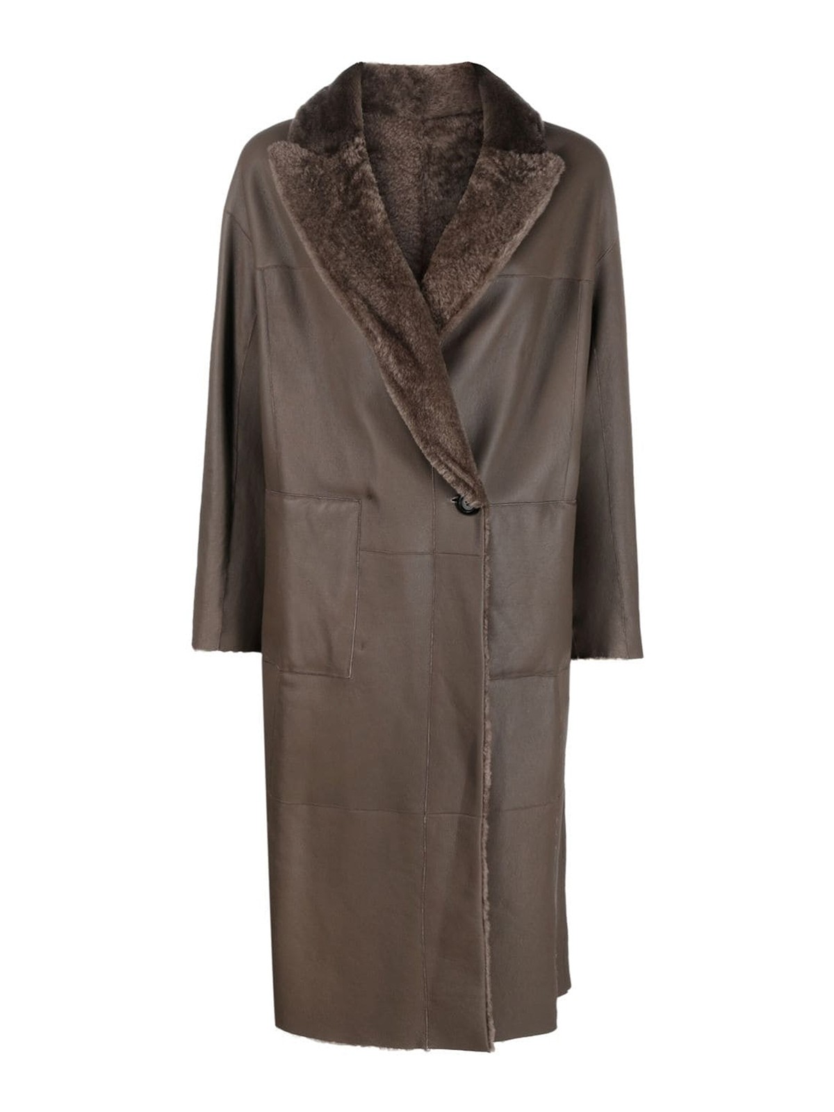 Shop Blancha Double-breasted Coat In Brown