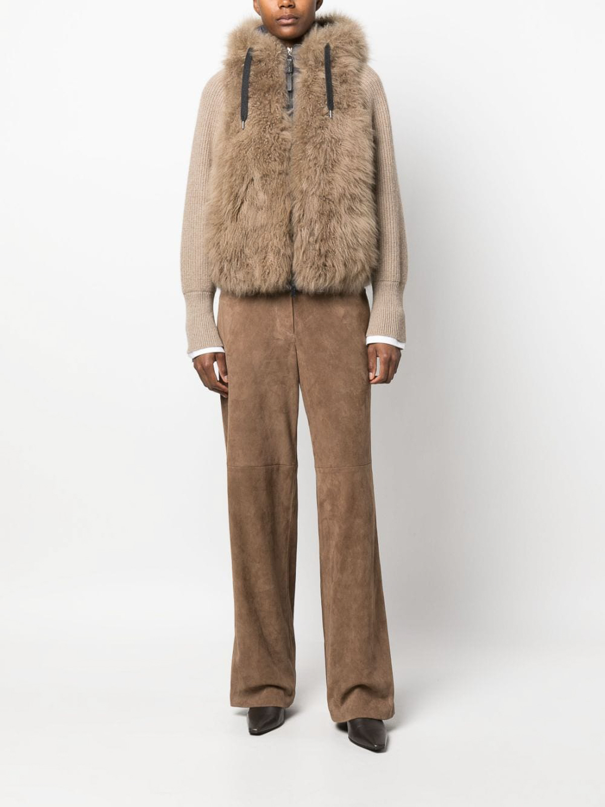 BRUNELLO CUCINELLI リバーシブル ファー ジャケット ブラウン Brunello Cucinelli Full-zip fur jacket - Women | MPMWL2697CIO43