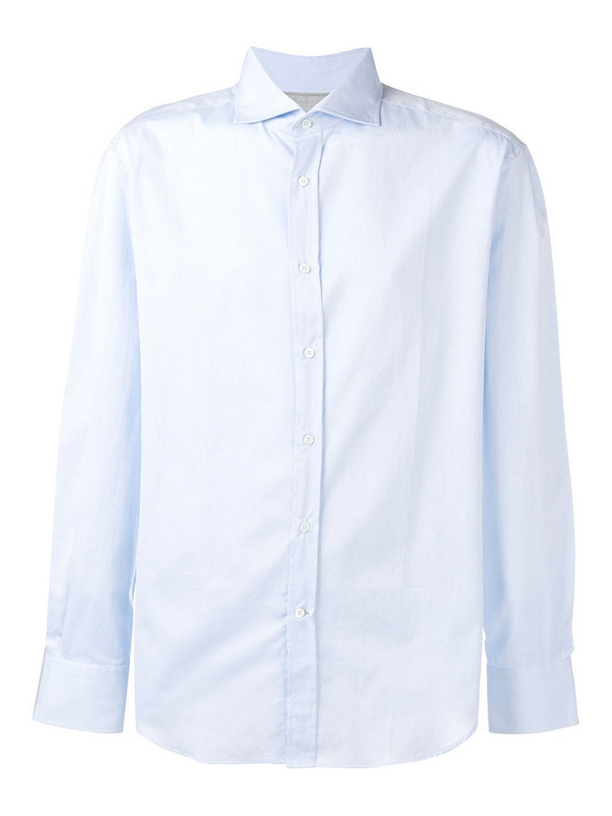 Brunello Cucinelli Slim Fit Shirt With Spread Collar In Light Blue