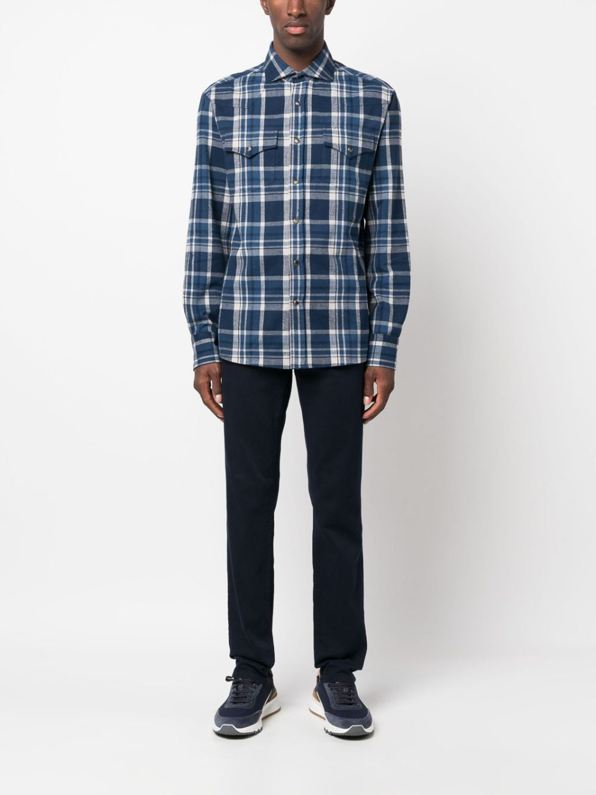 Brunello Cucinelli Checked shirt - Light Blue - Men|MY6144008C180