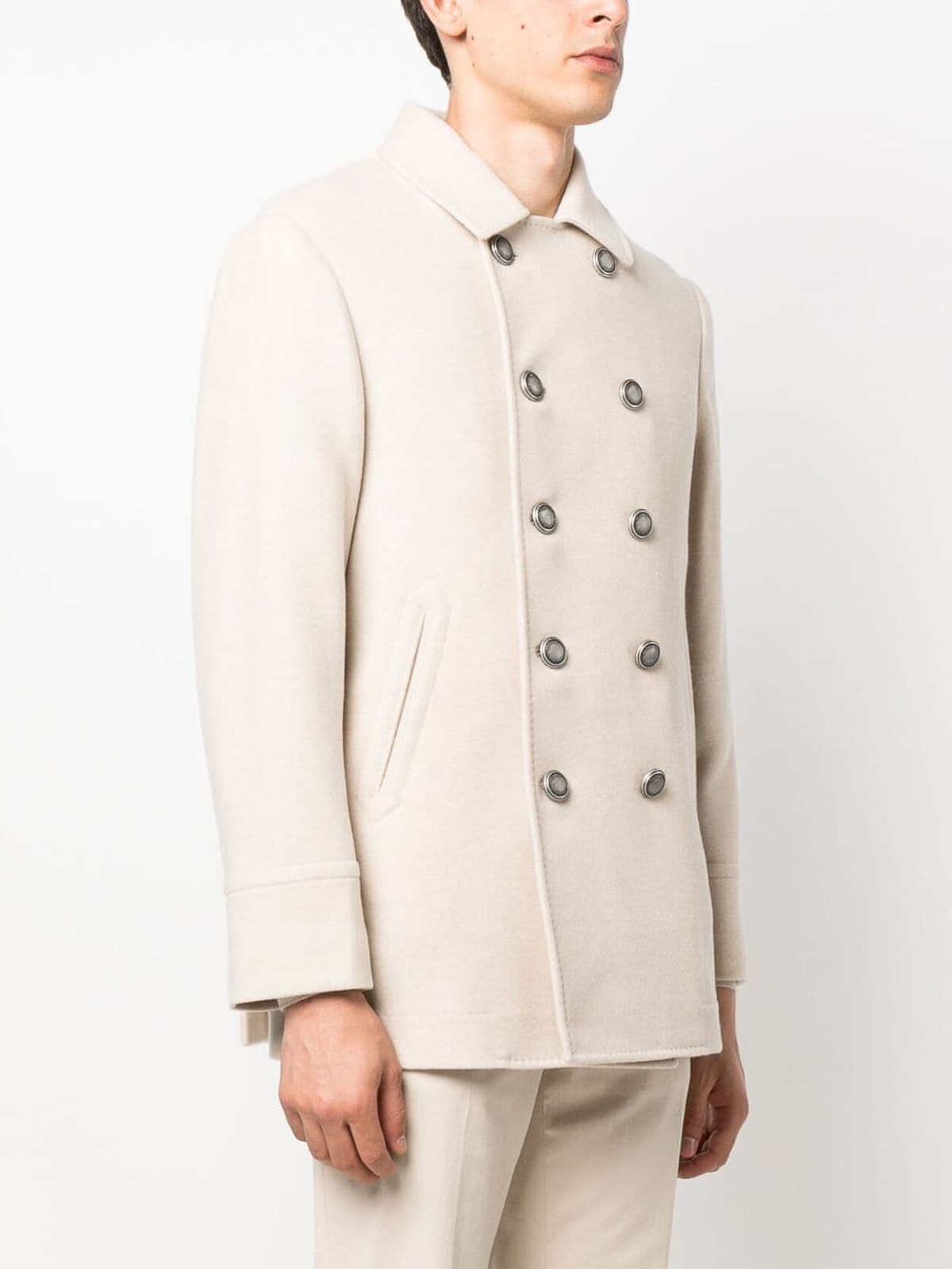 【関税&送料込】Brunello Cucinelli Cappotto Doppiopetto In C BRUNELLO CUCINELLI Double-Breasted Shearling Peacoat for Men