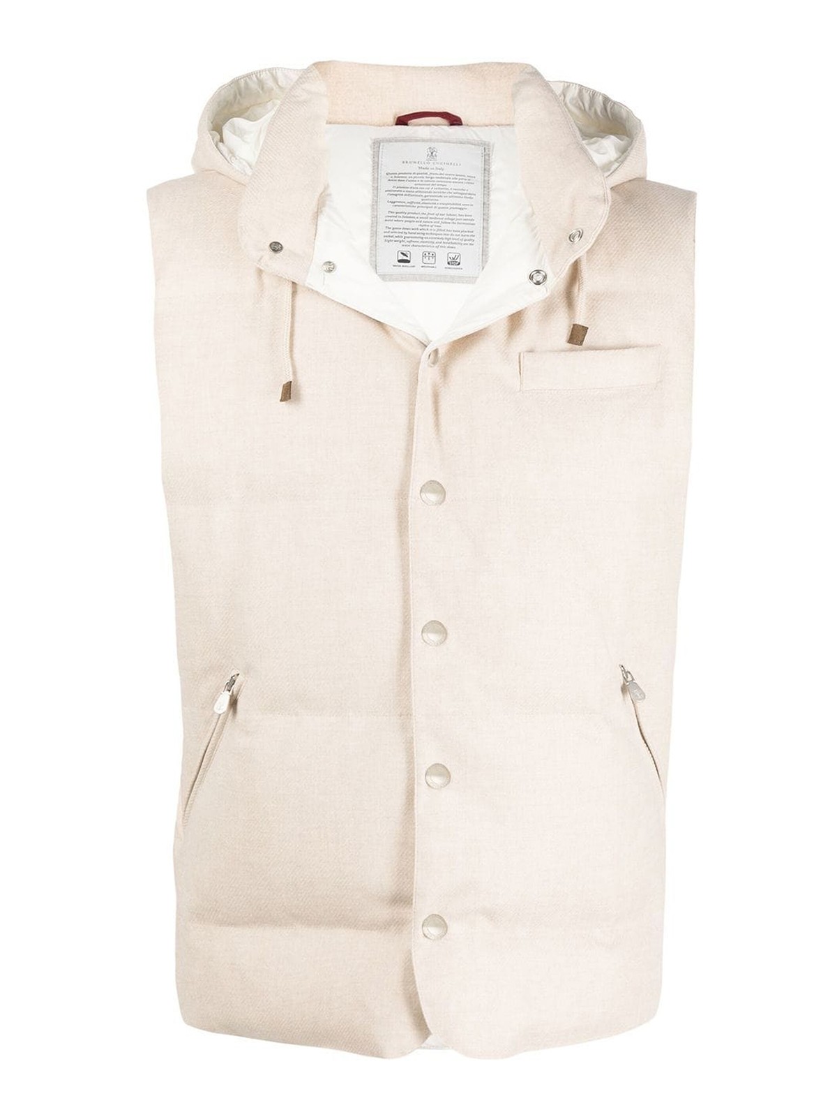 Vests Brunello Cucinelli - Padded vest with detachable hood ...