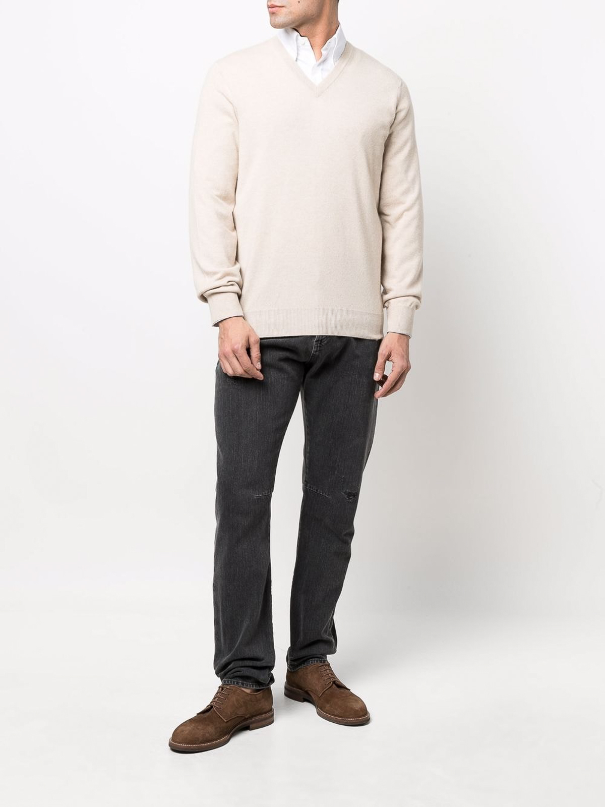 Brunello Cucinelli V-neck Sweater In Light Beige