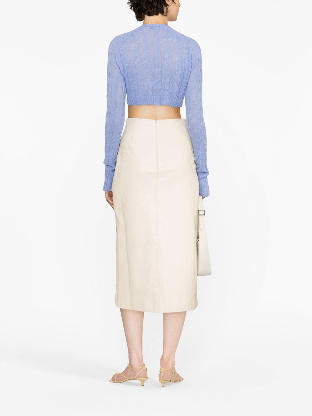 Shop Etro Cropped Cardigan In Light Blue