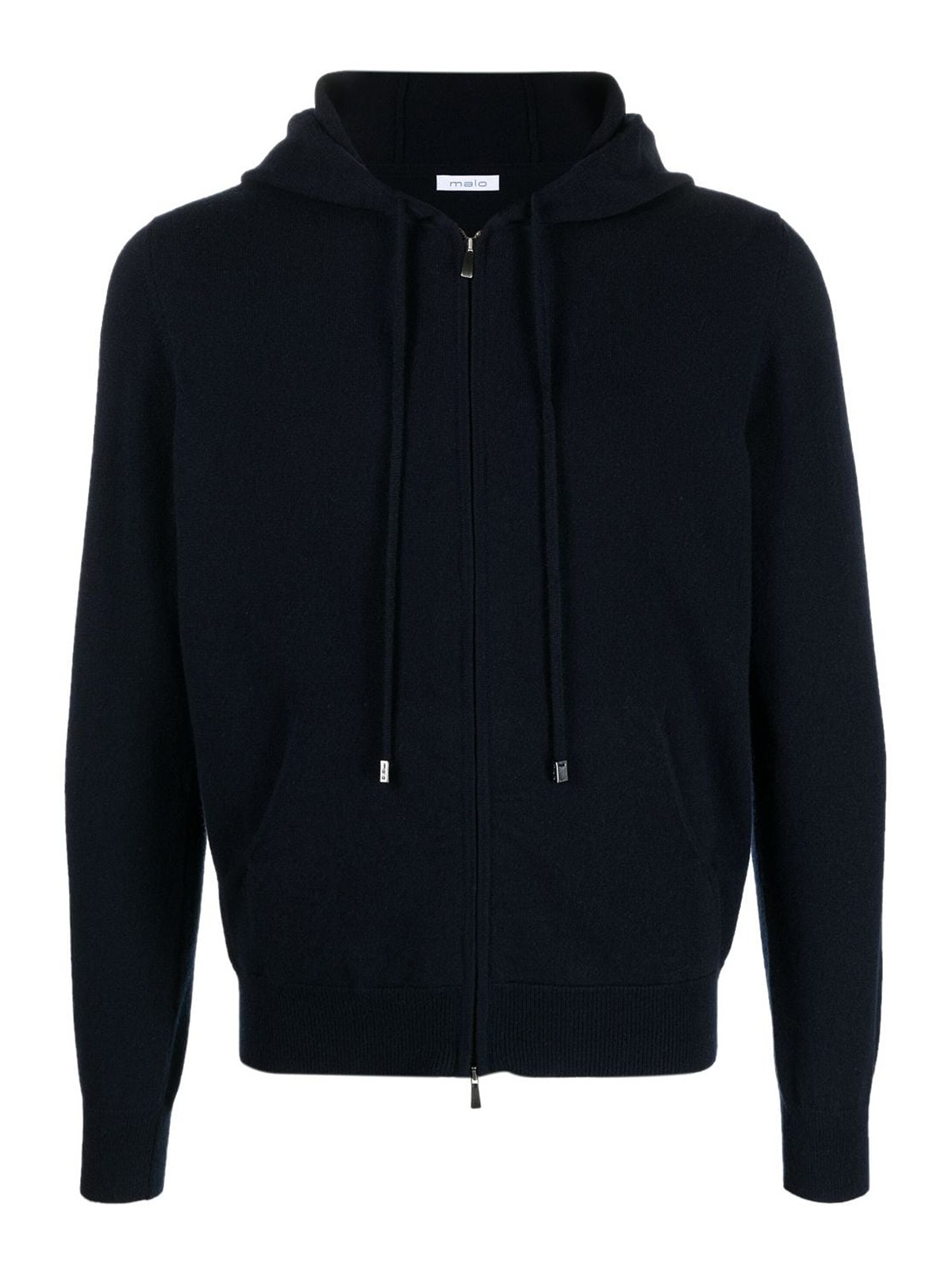 Malo Full-zip Bomber Jacket With Hood In Blue