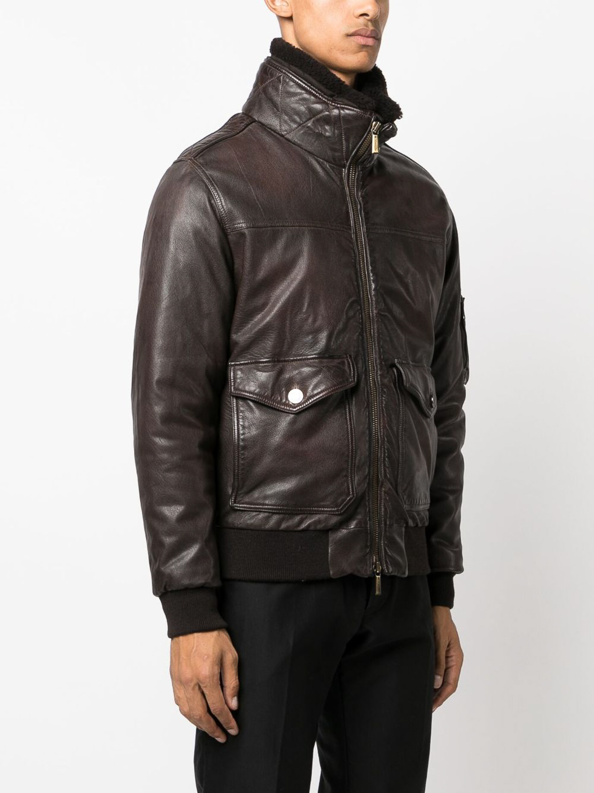 Moorer `folco` leather jacket - Beige - Men