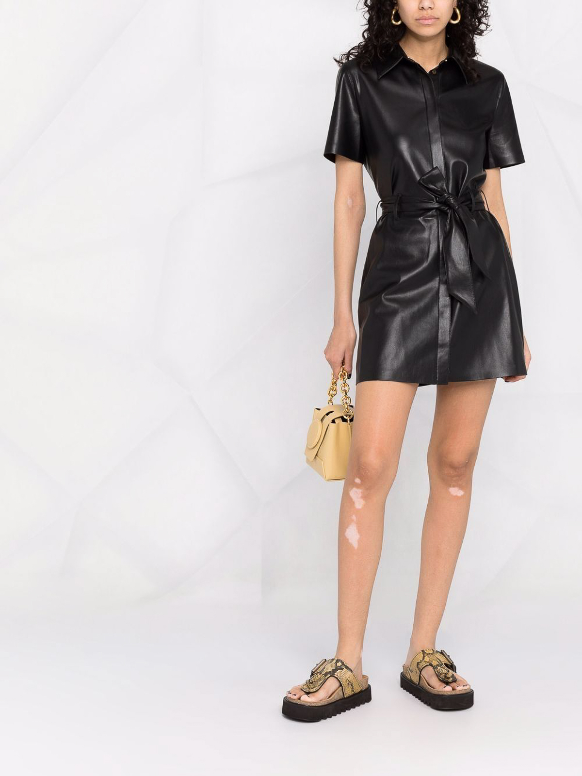 chinese dress ladies The Havana Vegan Leather Dress in Black Onyx | L main image 0