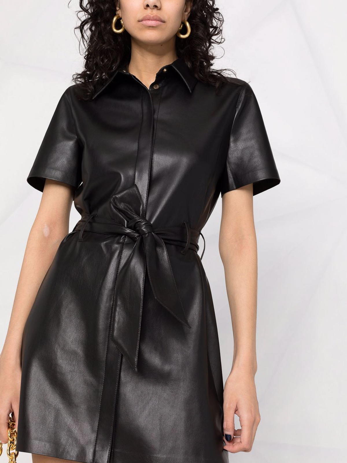 chinese dress ladies Nanushka // Black Faux Leather Wrap Dress – VSP Consignment main image 1