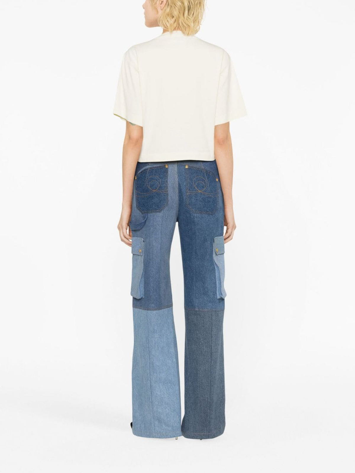 Shop Off-white `small Arrow Pearls` Cropped T-shirt In White