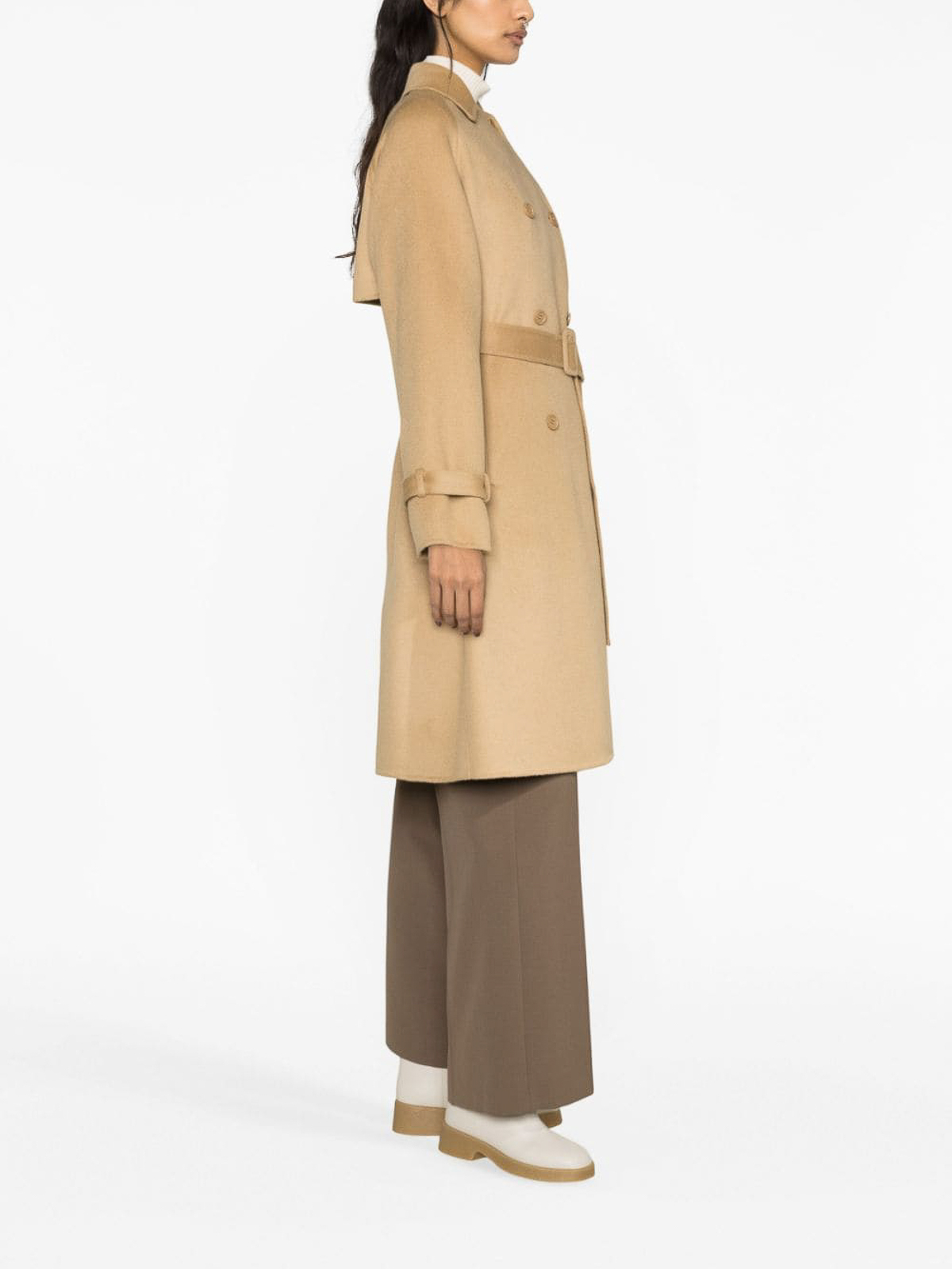Shop P.a.r.o.s.h Double-breasted Coat In Beige