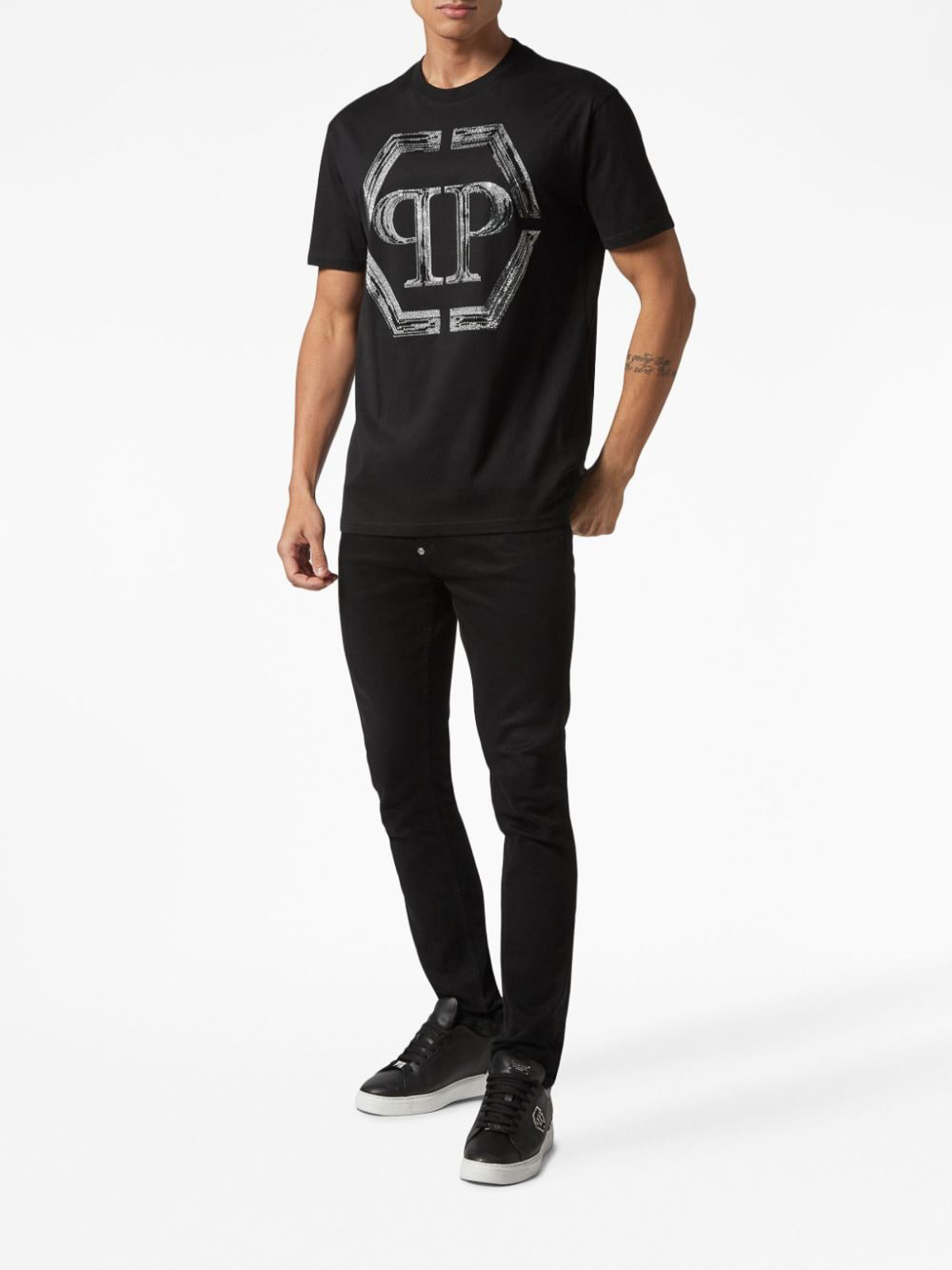 Shop Philipp Plein `pp Glass` Round-neck T-shirt In Black