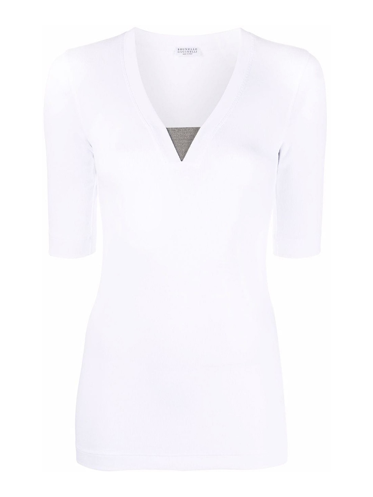 Shop Brunello Cucinelli Jersey T-shirt With Precious Insert In White