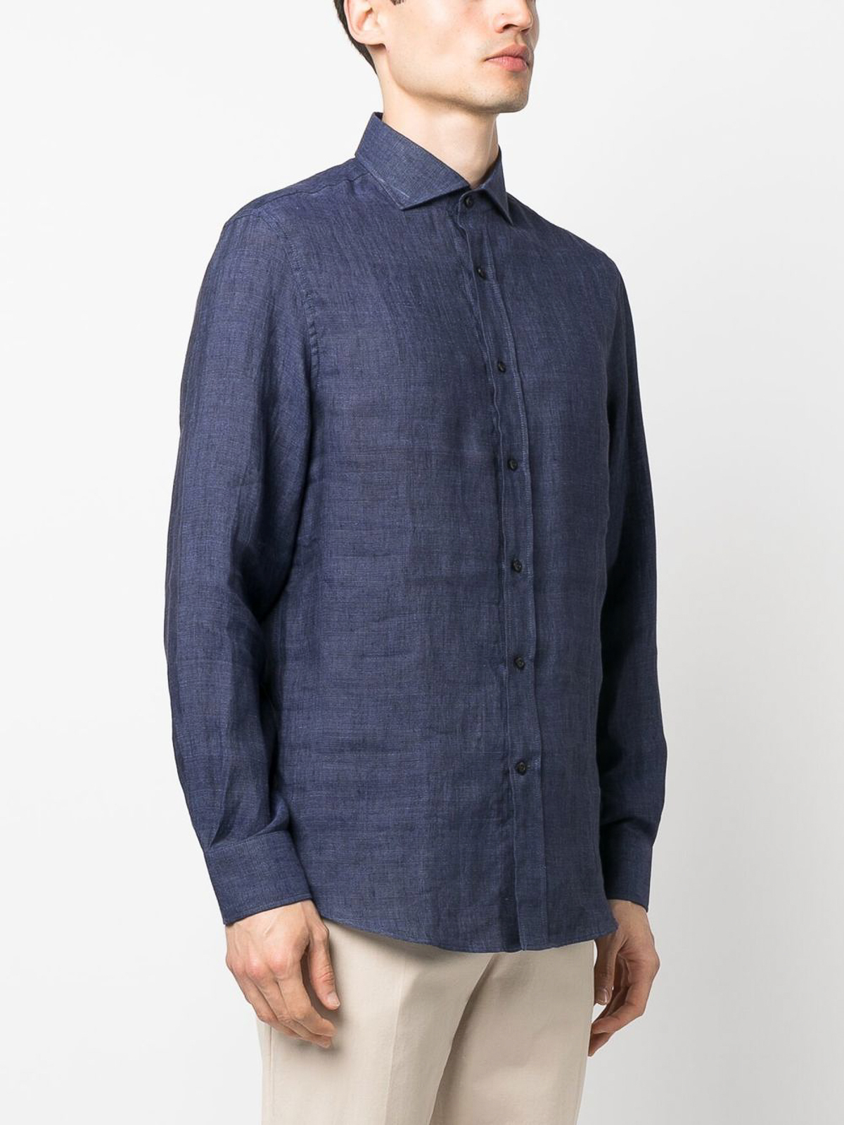 Brunello Cucinelli Blue Linen Blouse