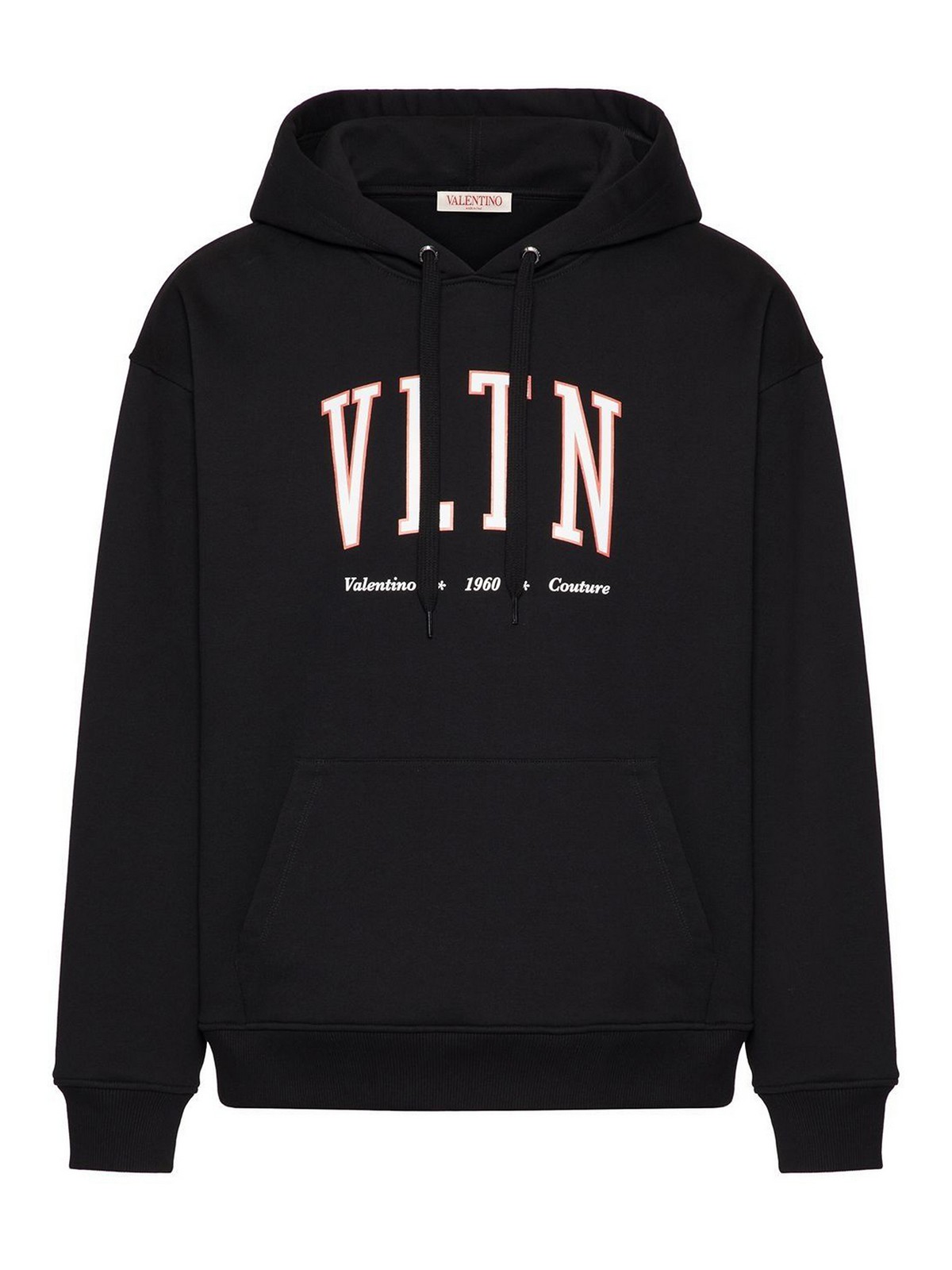 Shop Valentino `vltn` Print Hoodie In Black