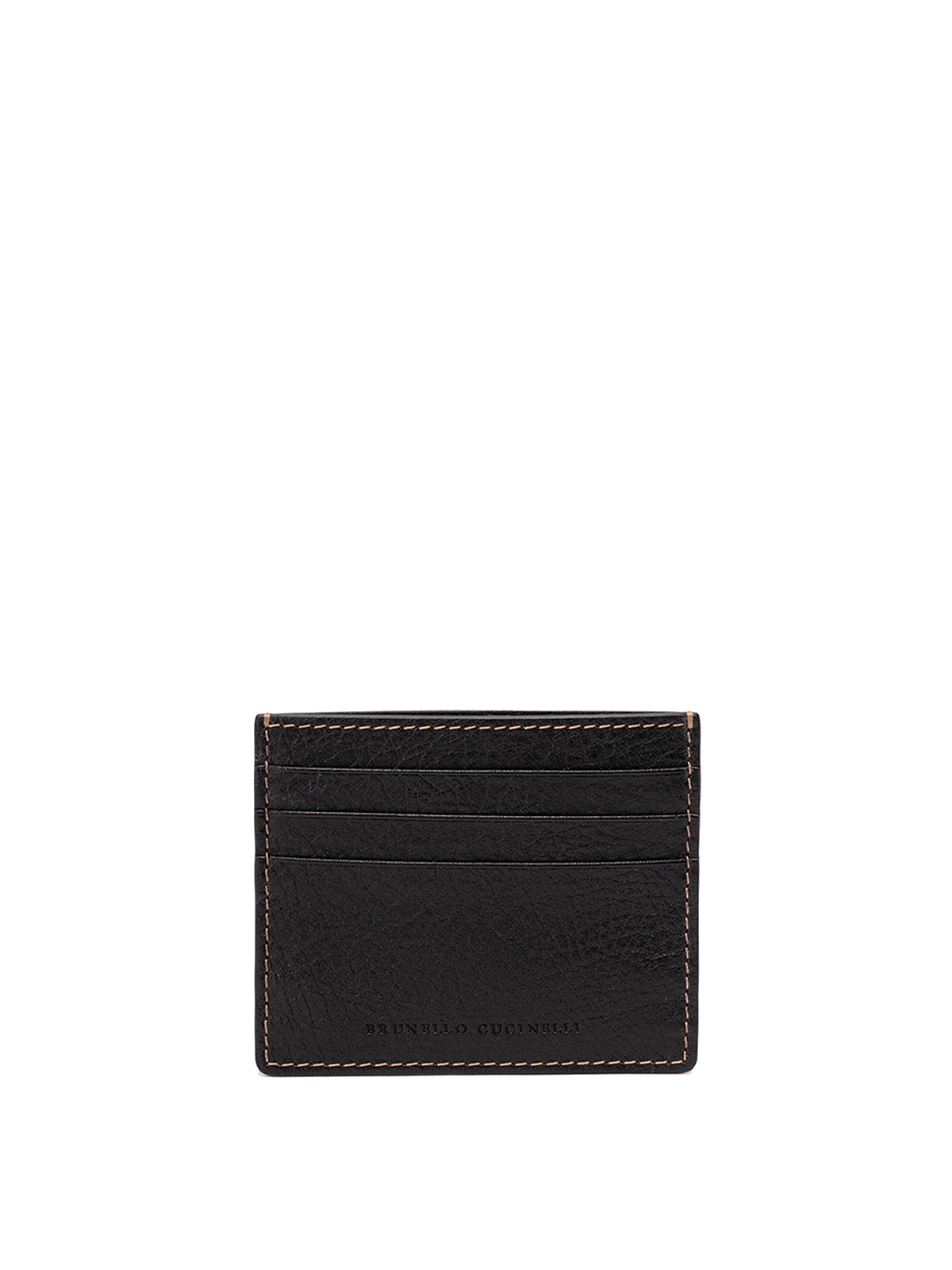 Brunello Cucinelli Leather Card Holder In Black