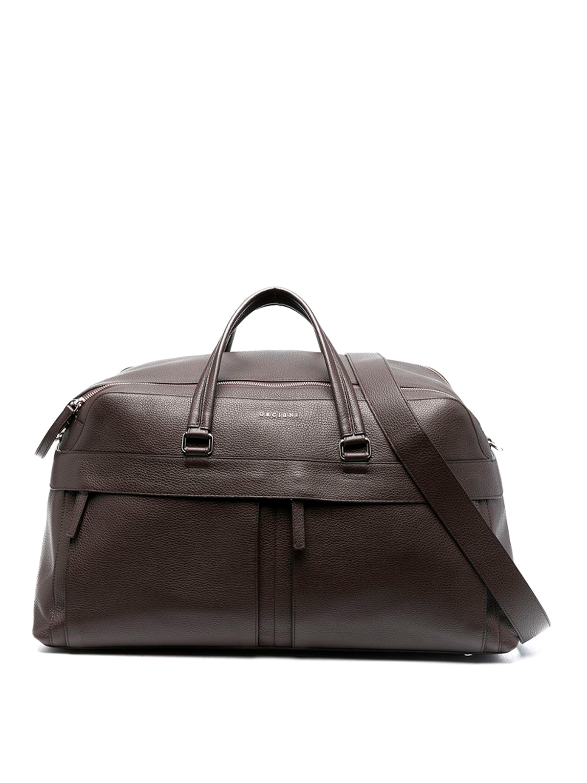 Orciani `micron` Leather Holdall In Brown