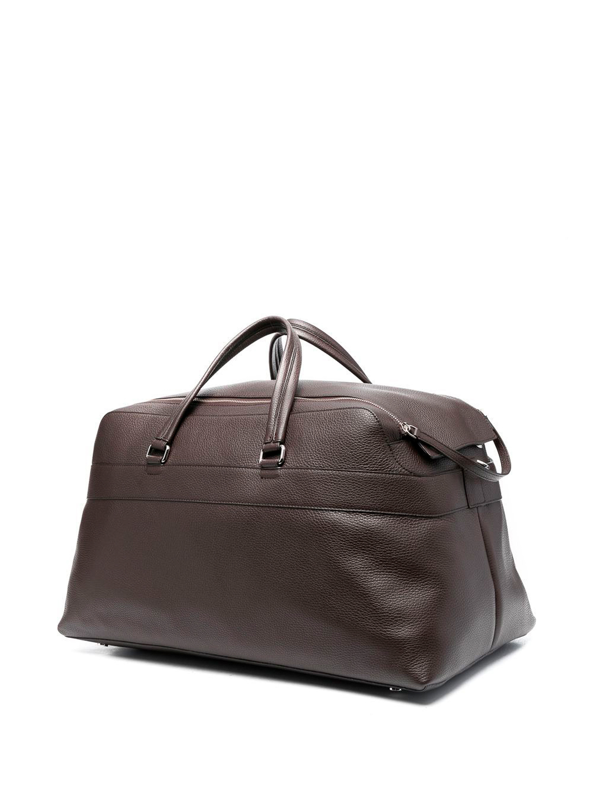 Shop Orciani `micron` Leather Holdall In Brown