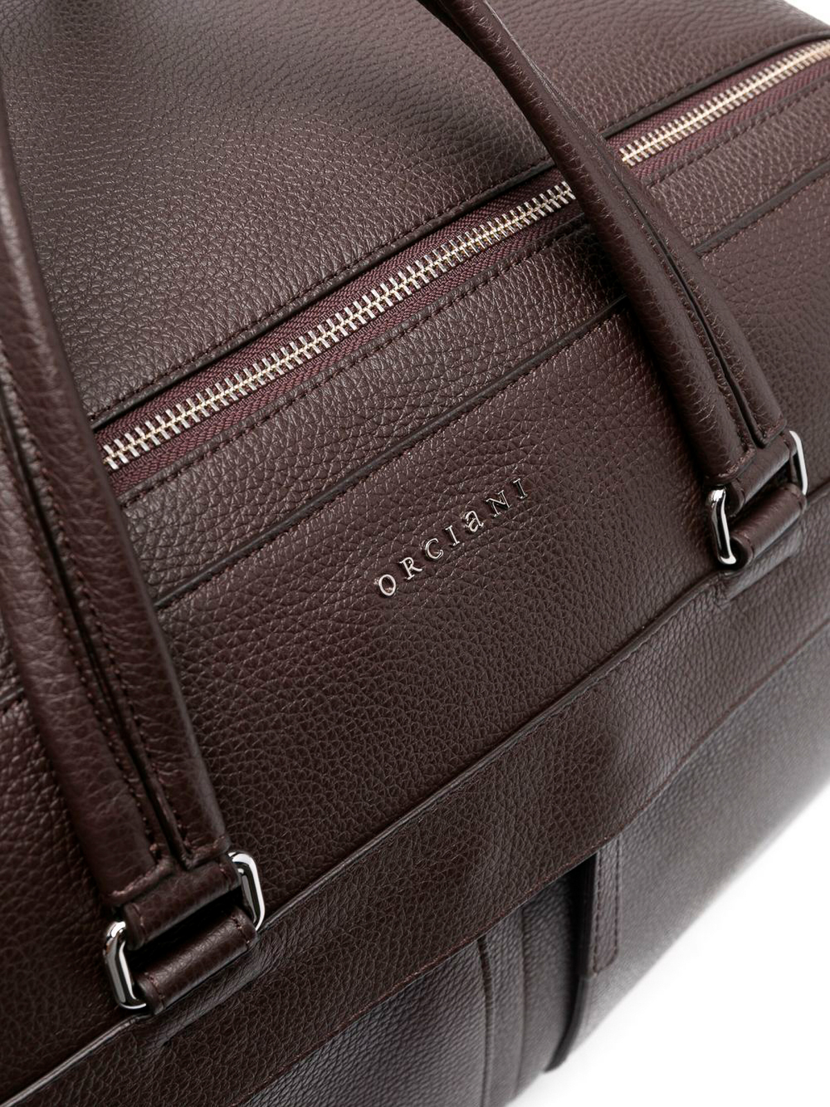 Shop Orciani `micron` Leather Holdall In Brown