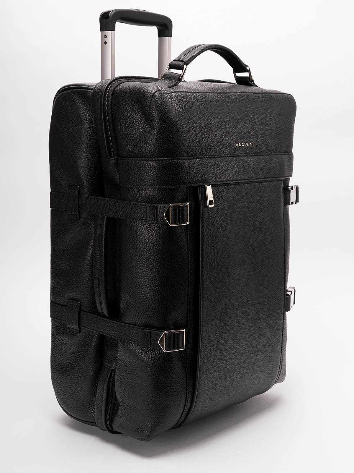Shop Orciani `micron` Leather Trolley In Black