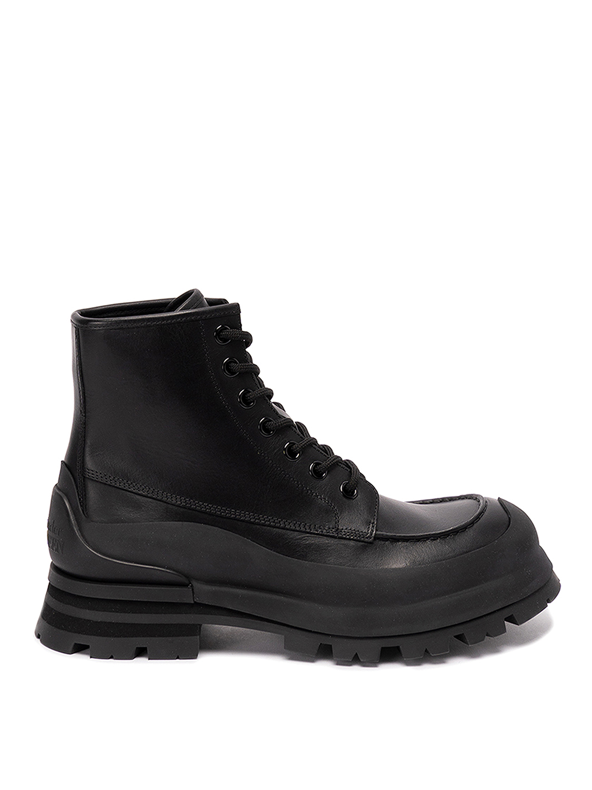 Alexander Mcqueen Leather Ankle Boots In Negro