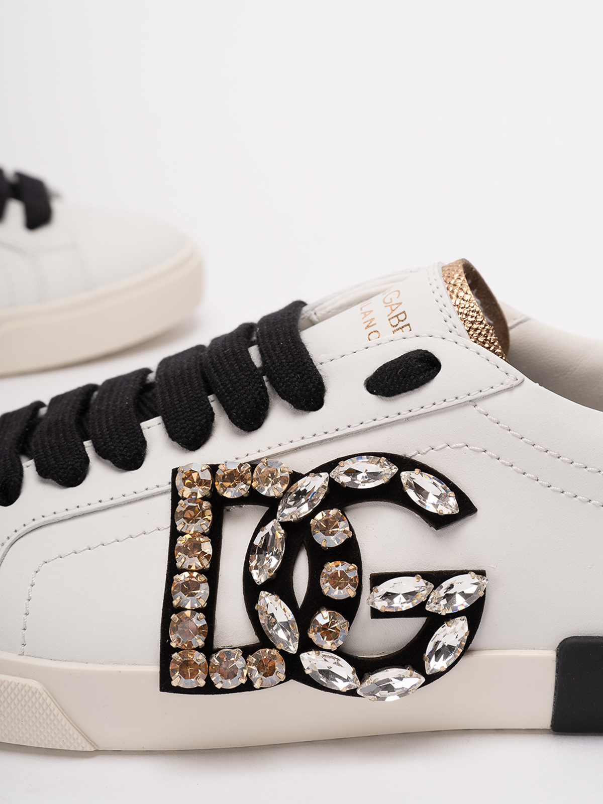 Shop Dolce & Gabbana Leather Vintage Sneakers With Dg Logo In Beige