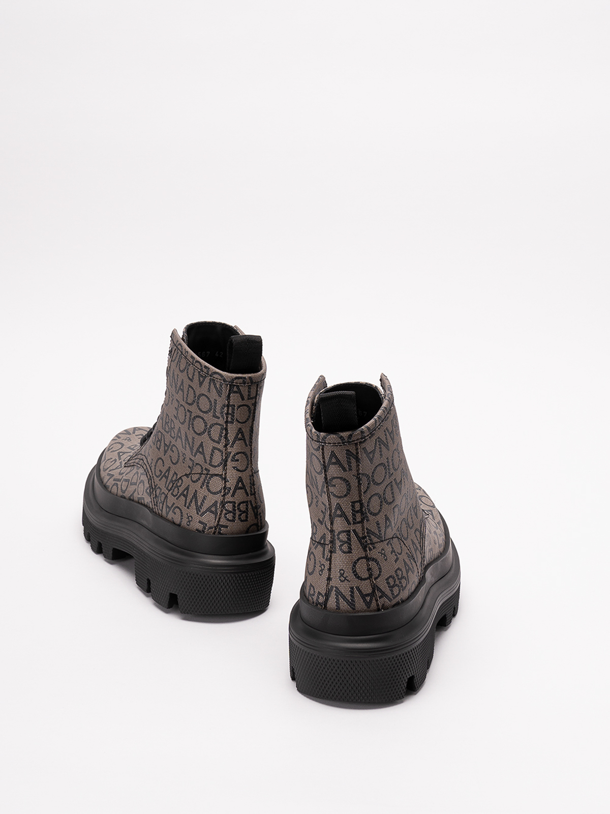 Shop Dolce & Gabbana Jacquard Combat Boots In Brown