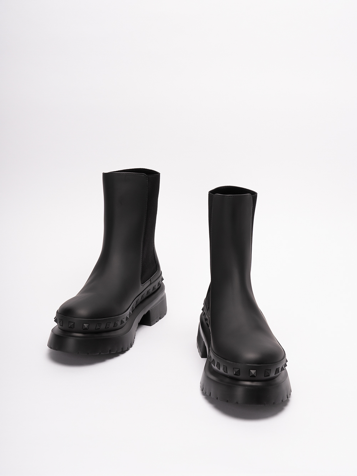 Shop Valentino `rockstud` Leather Boots In Negro