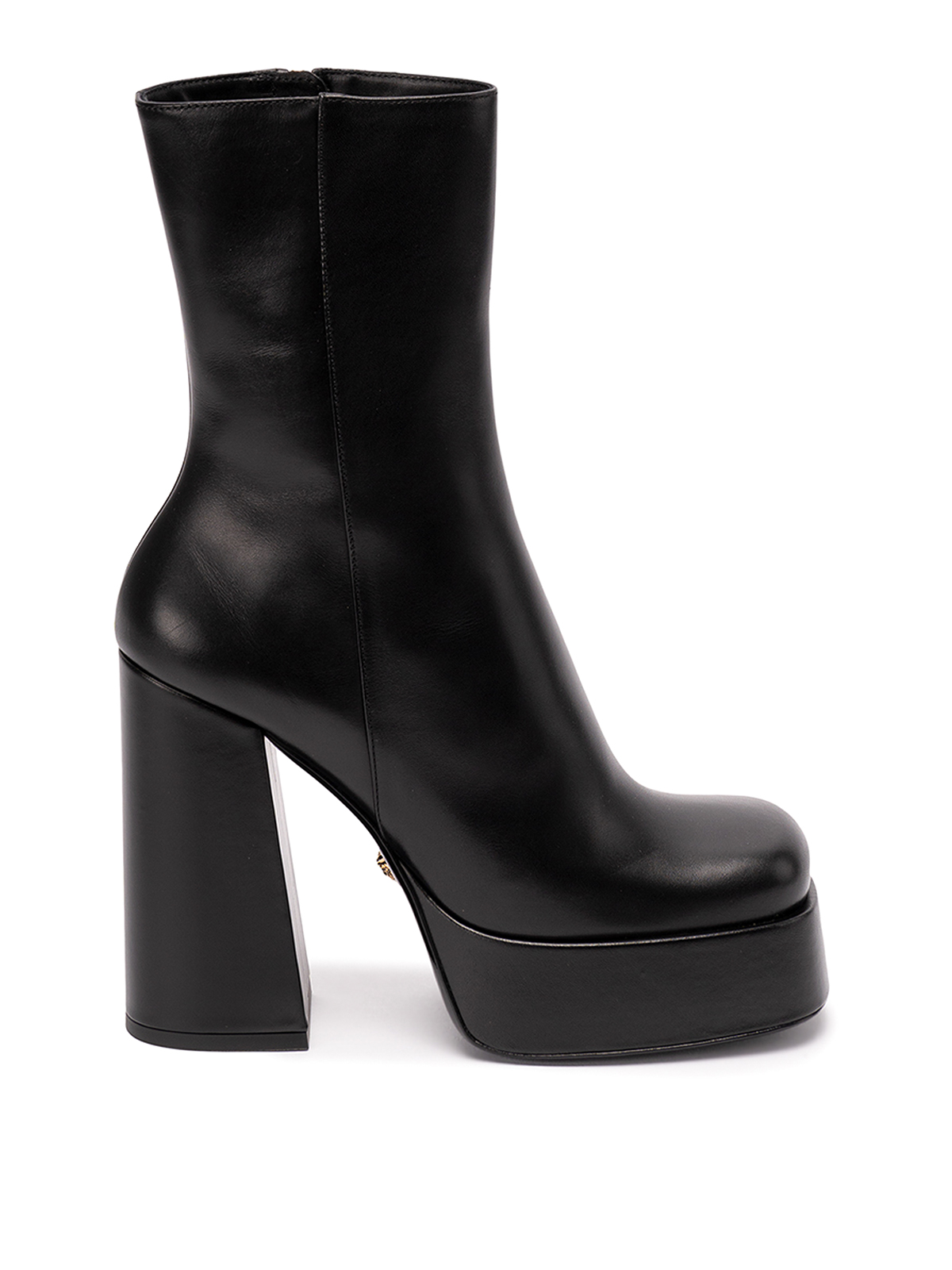 Shop Versace Leather Boots In Negro