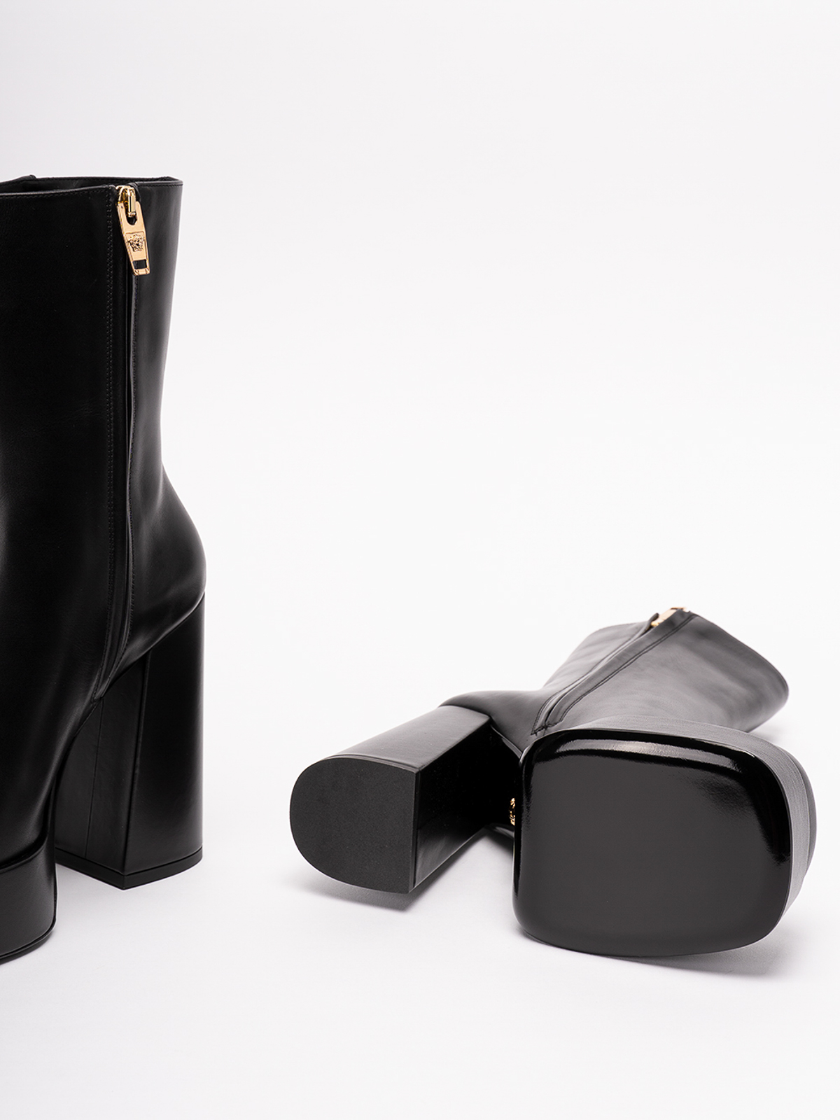 Shop Versace Leather Boots In Negro