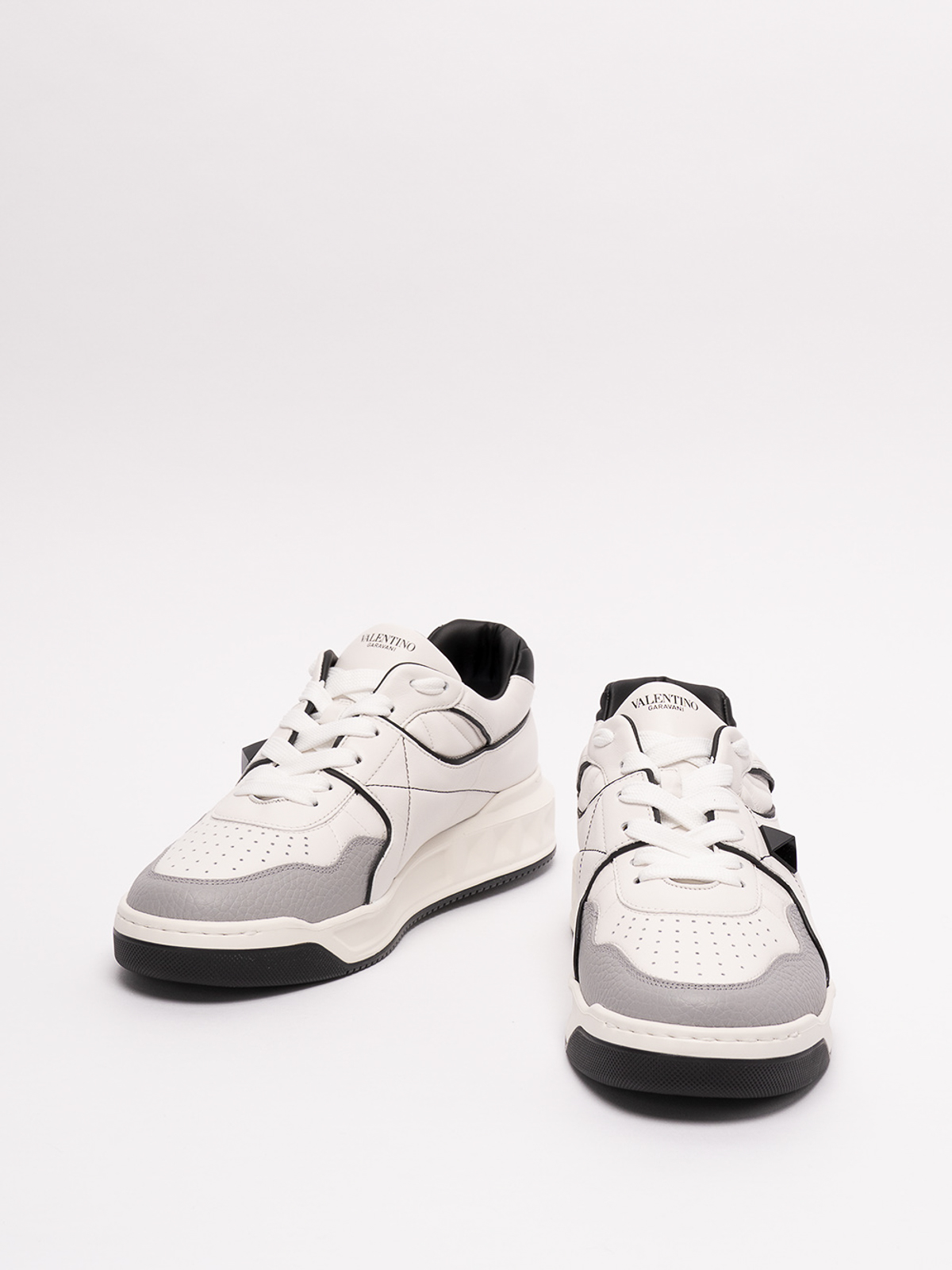Shop Valentino `one Stud` Mid-top Sneakers In Gris