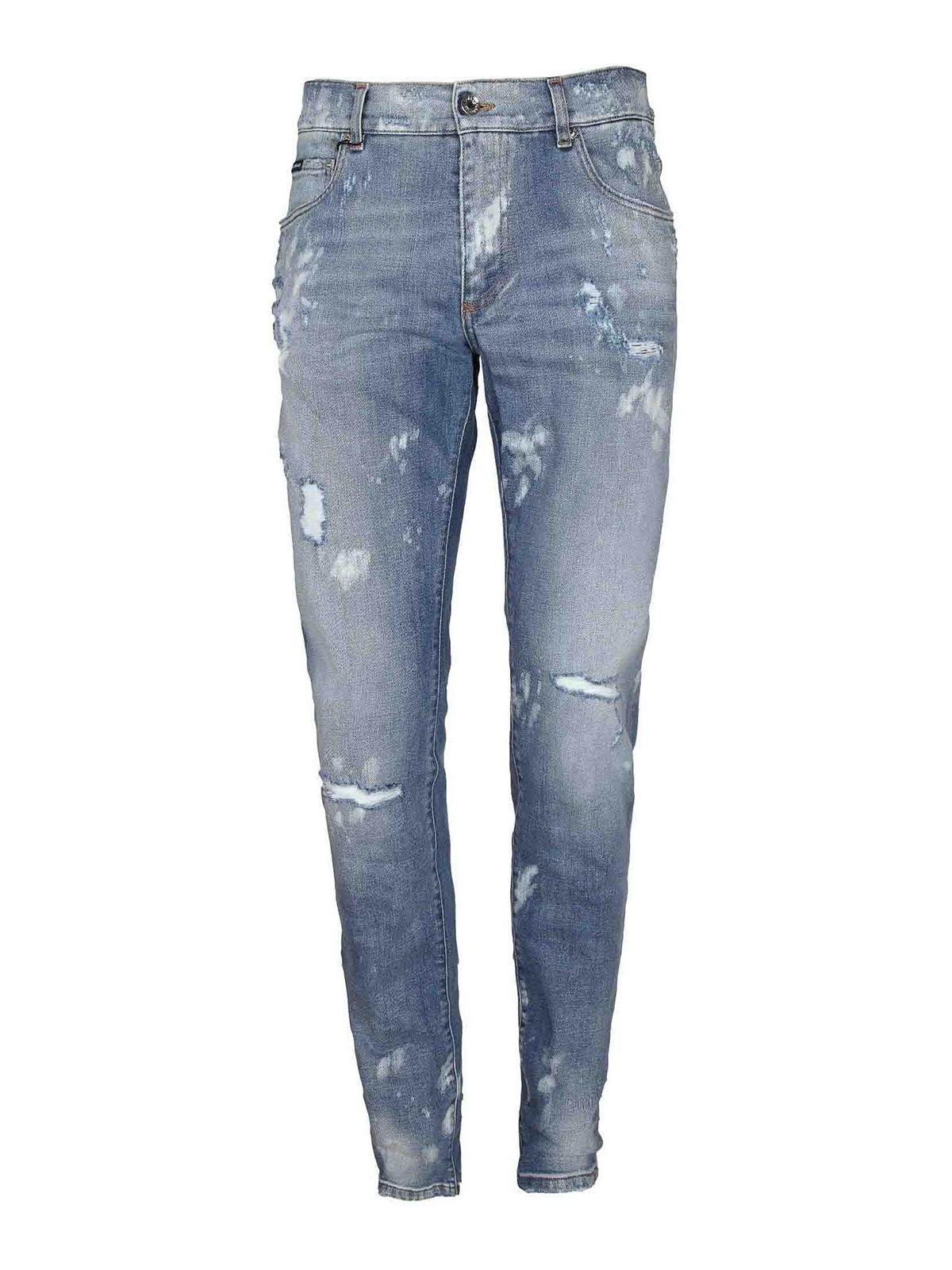 Shop Dolce & Gabbana Light Blue Slim Jeans In Azul