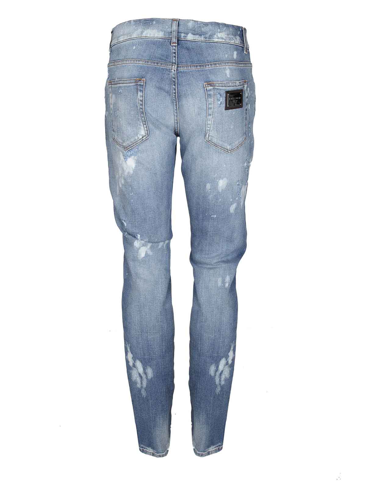 Shop Dolce & Gabbana Light Blue Slim Jeans In Azul