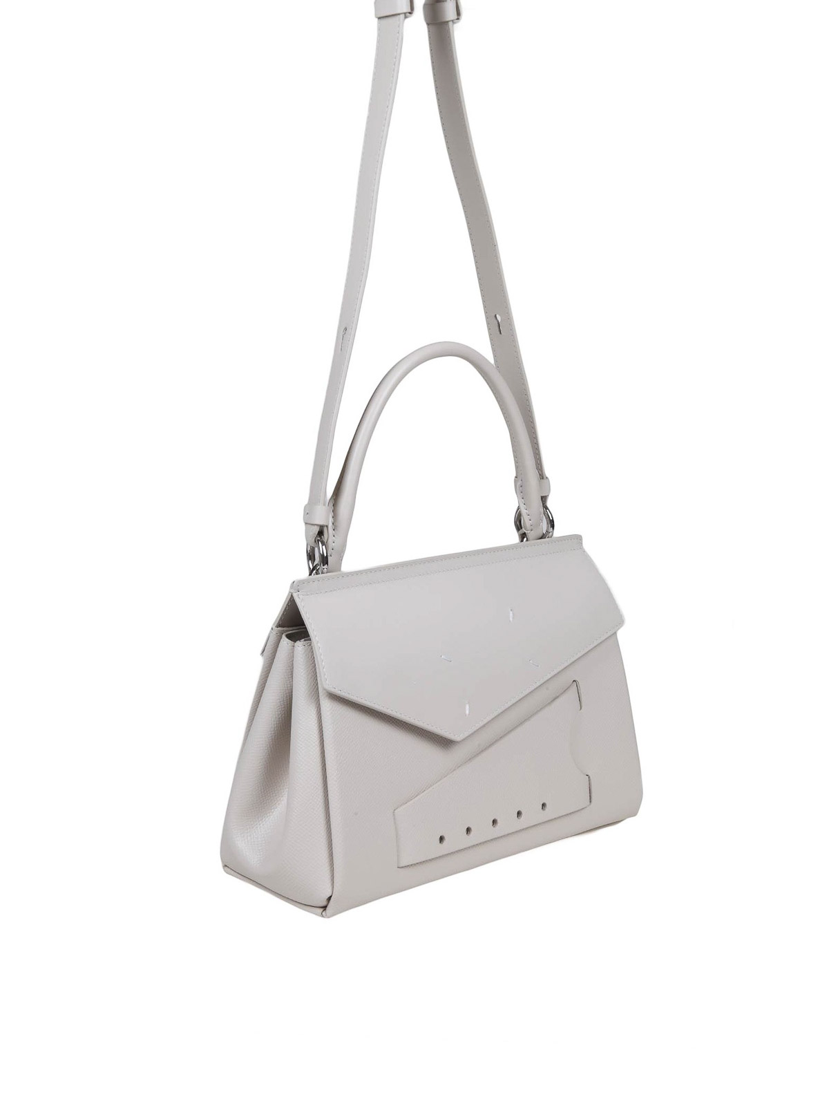 Shop Maison Margiela Snatched Classique Handbag In Cream