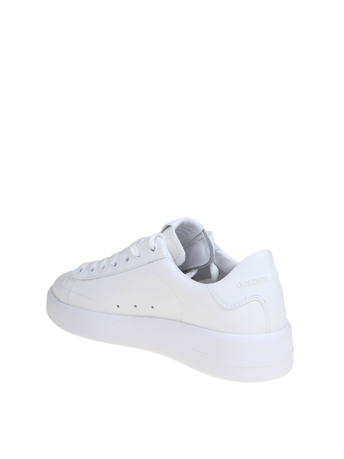 Shop Golden Goose Pure Star Leather Sneakers With Crystal Star In White