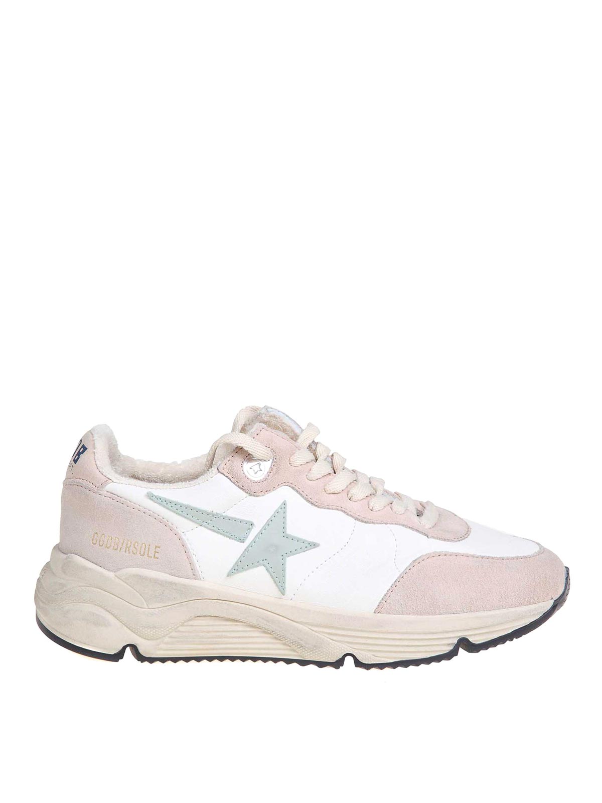 Golden Goose Sneakers Running Sole In White And Nude Leather In White