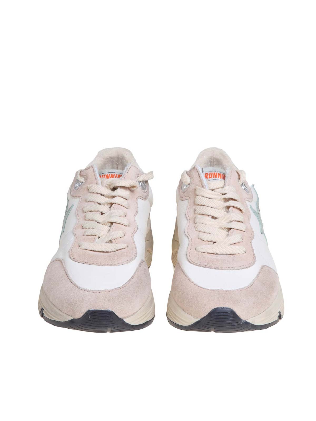 Golden Goose Sneakers Running Sole In White And Nude Leather In White