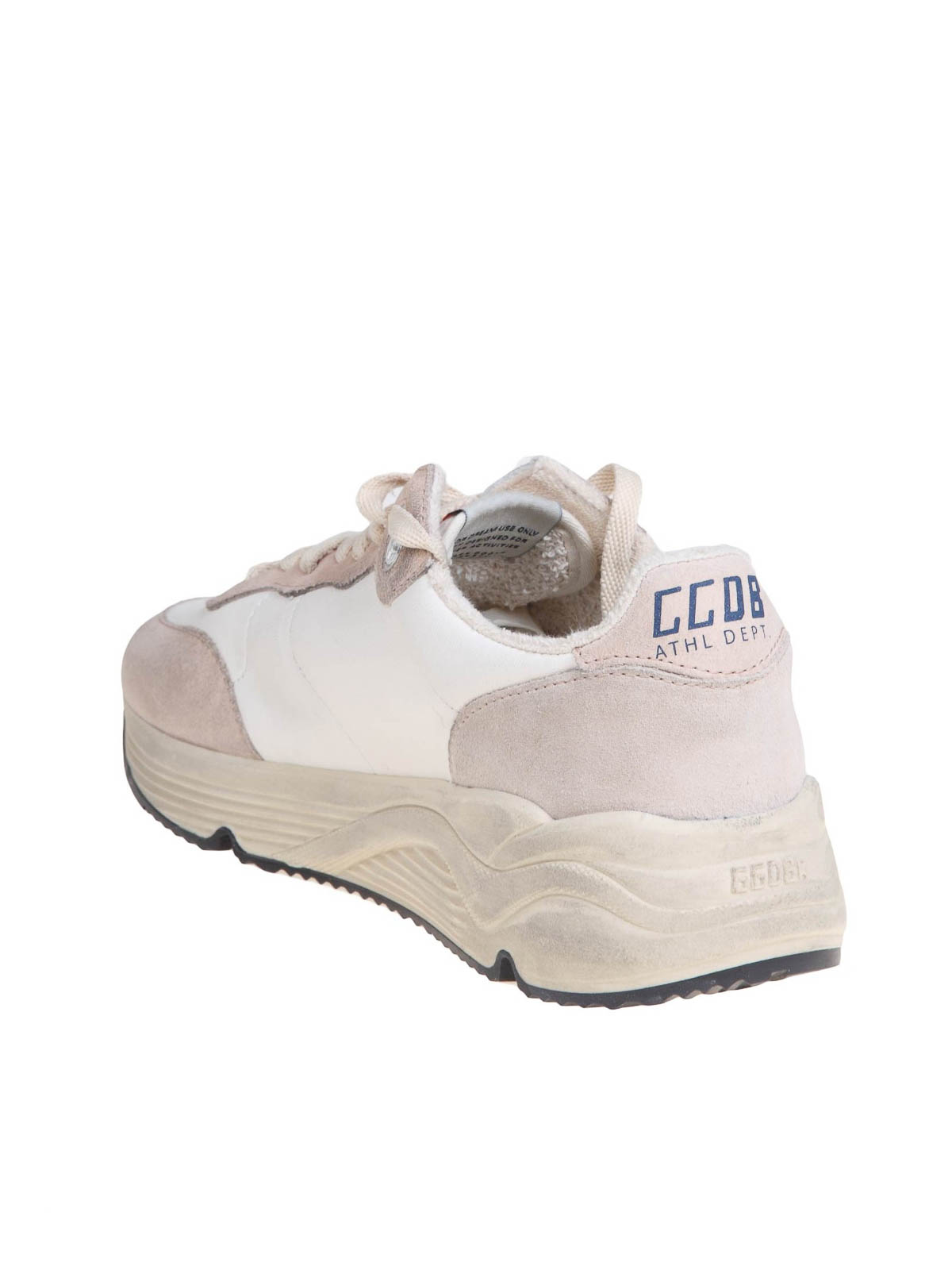 Golden Goose Sneakers Running Sole In White And Nude Leather In White