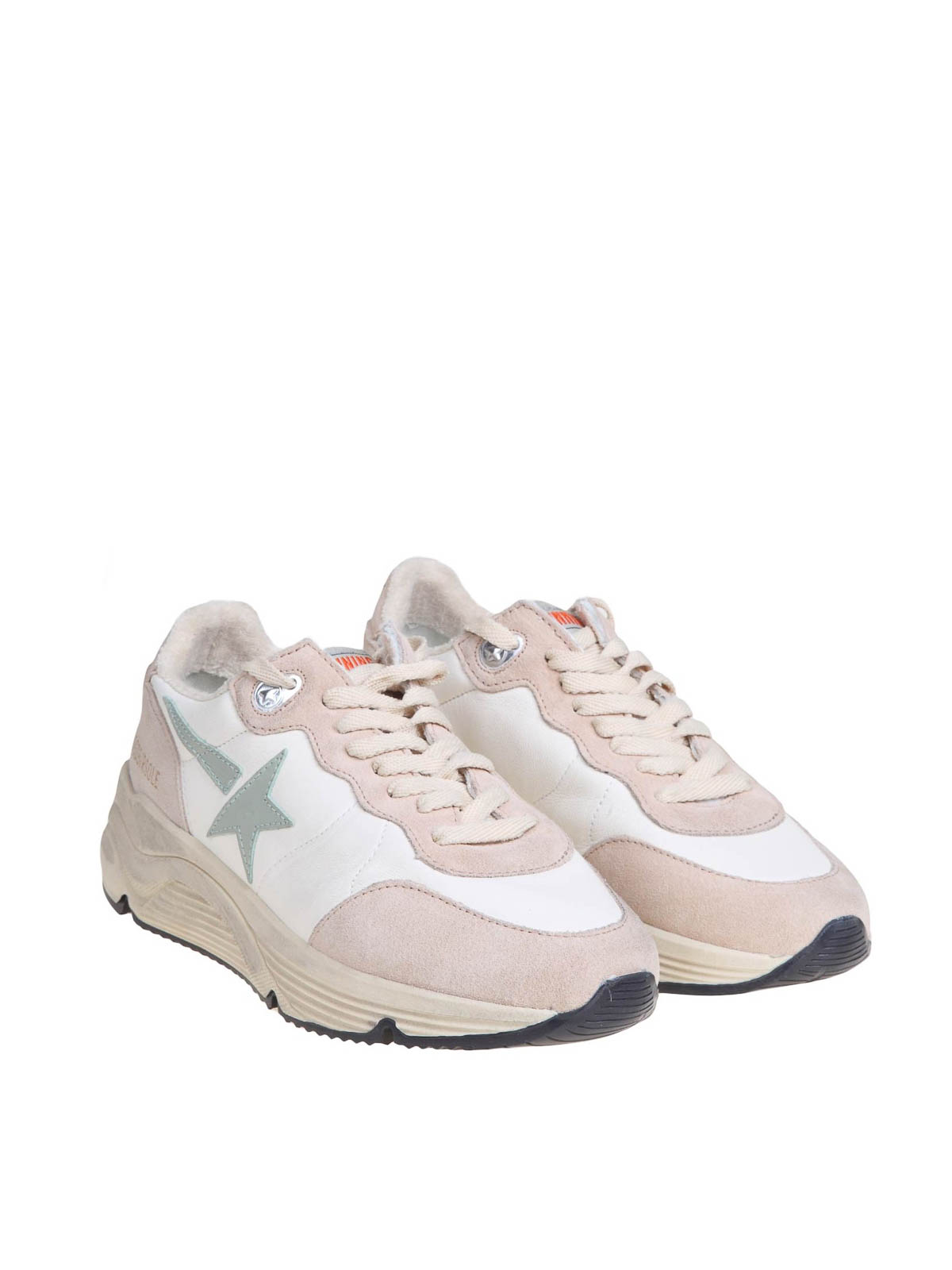 Golden Goose Sneakers Running Sole In White And Nude Leather In White