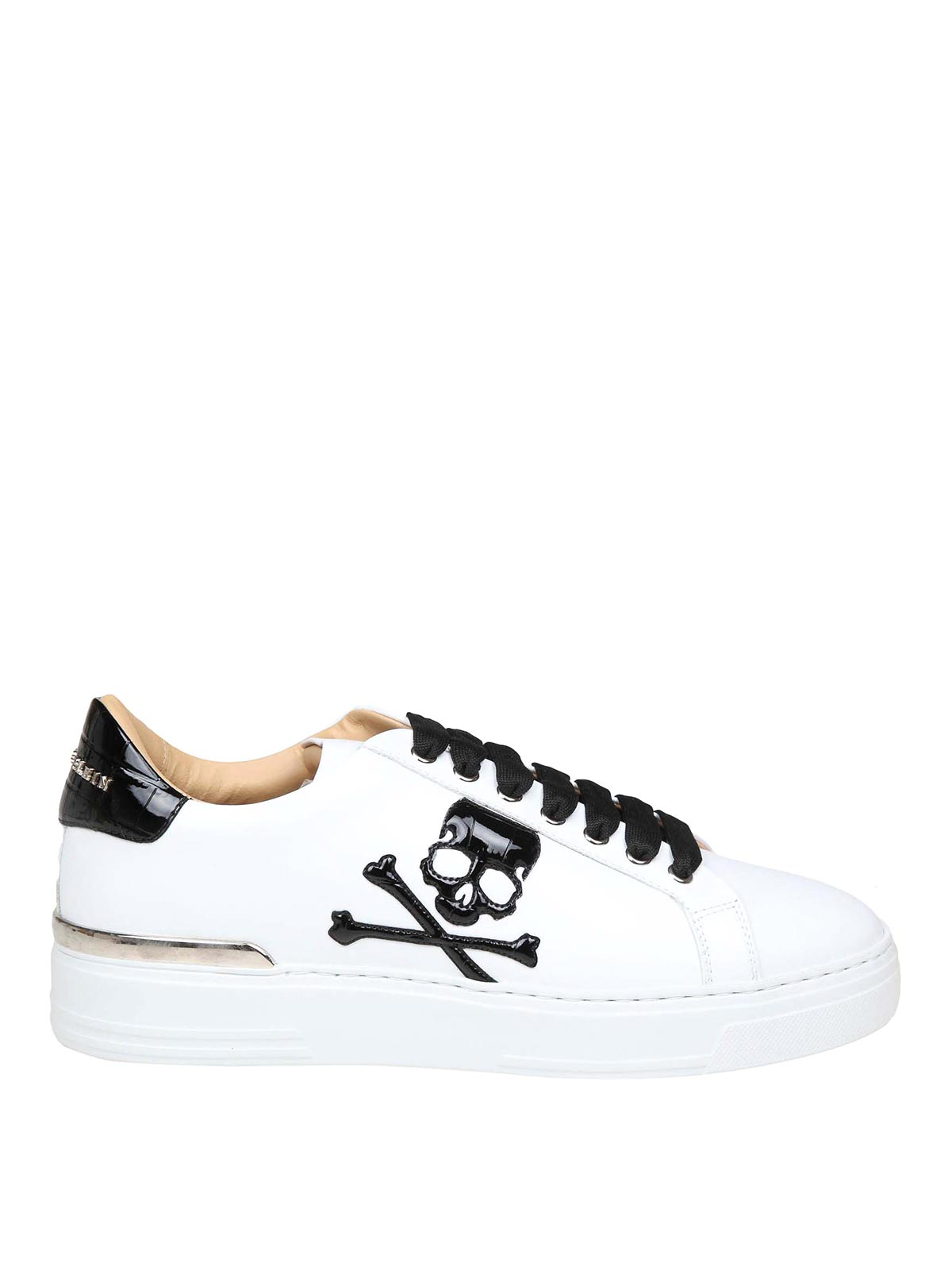 Shop Philipp Plein Skull&bones Lo-top Sneakers In White