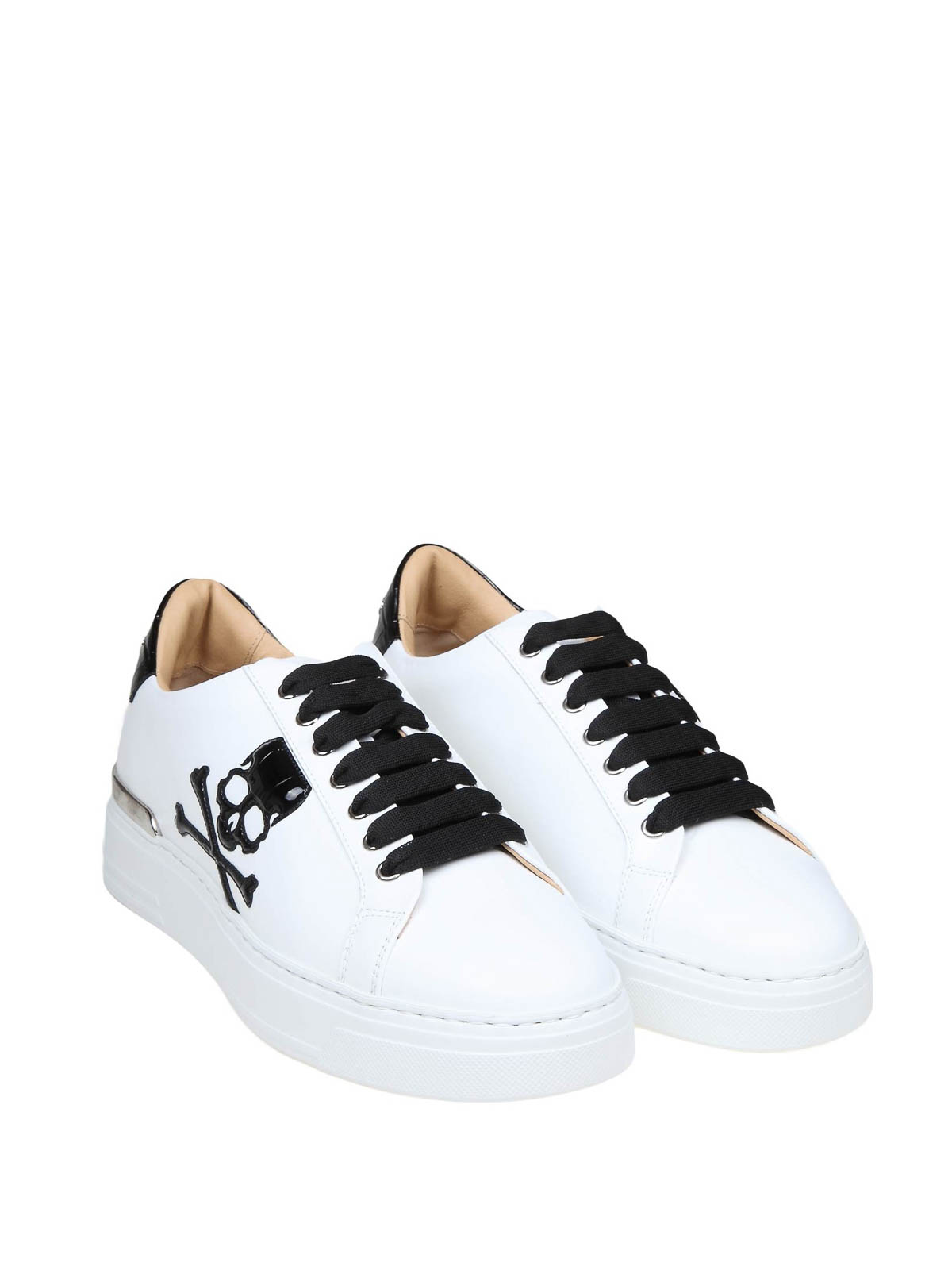 Shop Philipp Plein Skull&bones Lo-top Sneakers In White