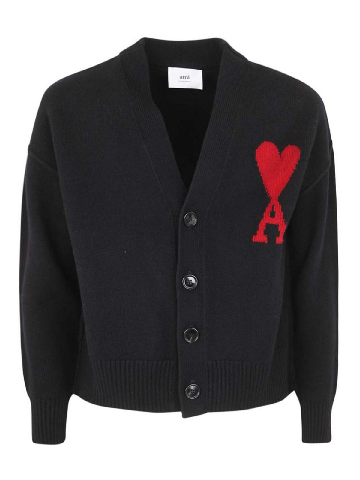 Shop Ami Alexandre Mattiussi Red Adc Cardigan In Black