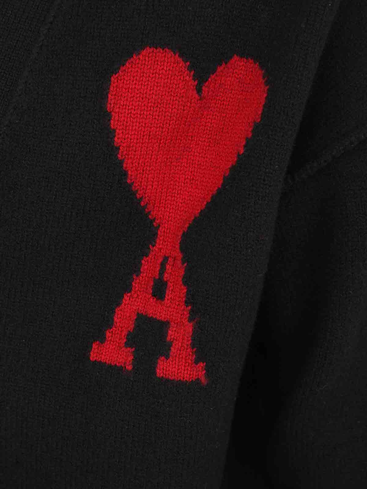 Shop Ami Alexandre Mattiussi Red Adc Cardigan In Black