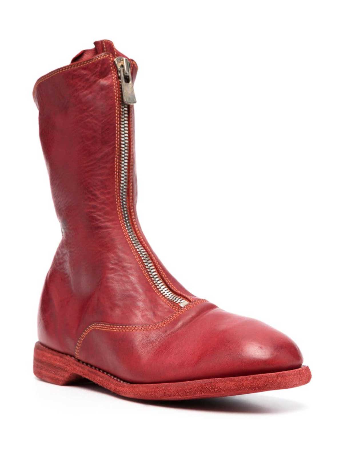 Shop Guidi Front Zip Boots In Rojo