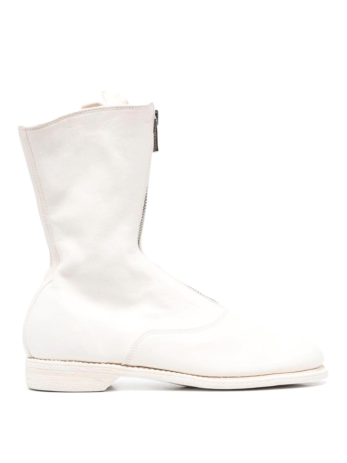Shop Guidi Front Zip Boots In Blanco
